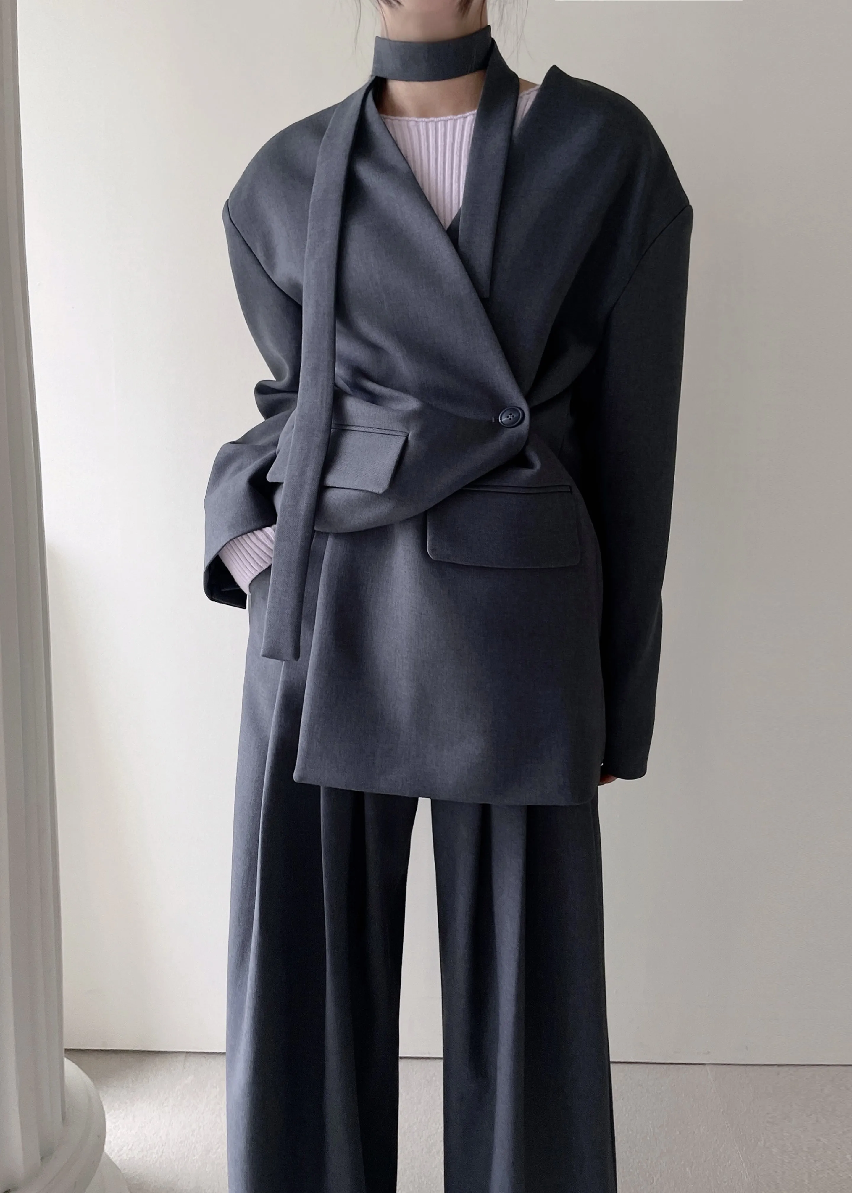 Regina Boxy Blazer - Grey sold by Frankie Shop