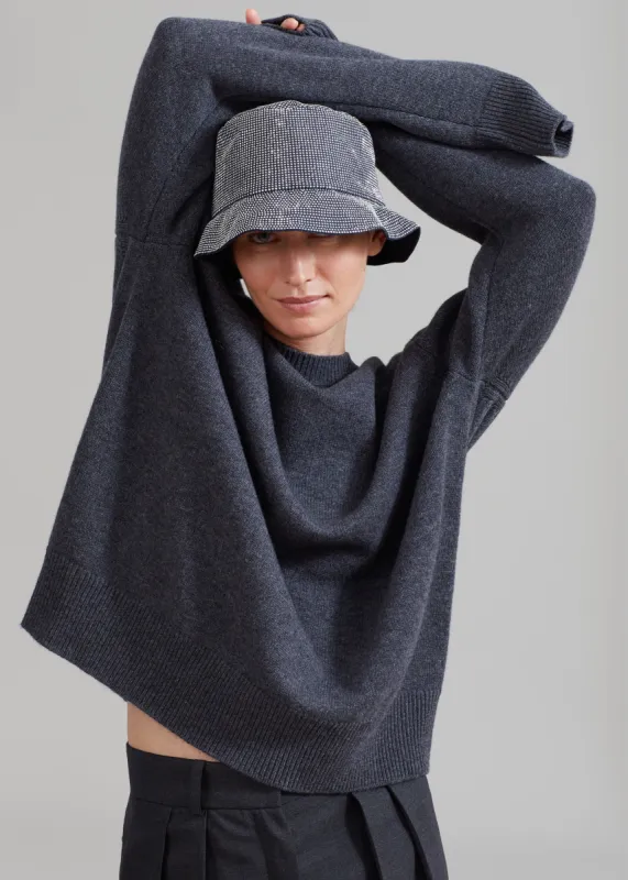 JW Anderson Hotfix Denim Bucket Hat - Indigo/Silver sold by Frankie Shop