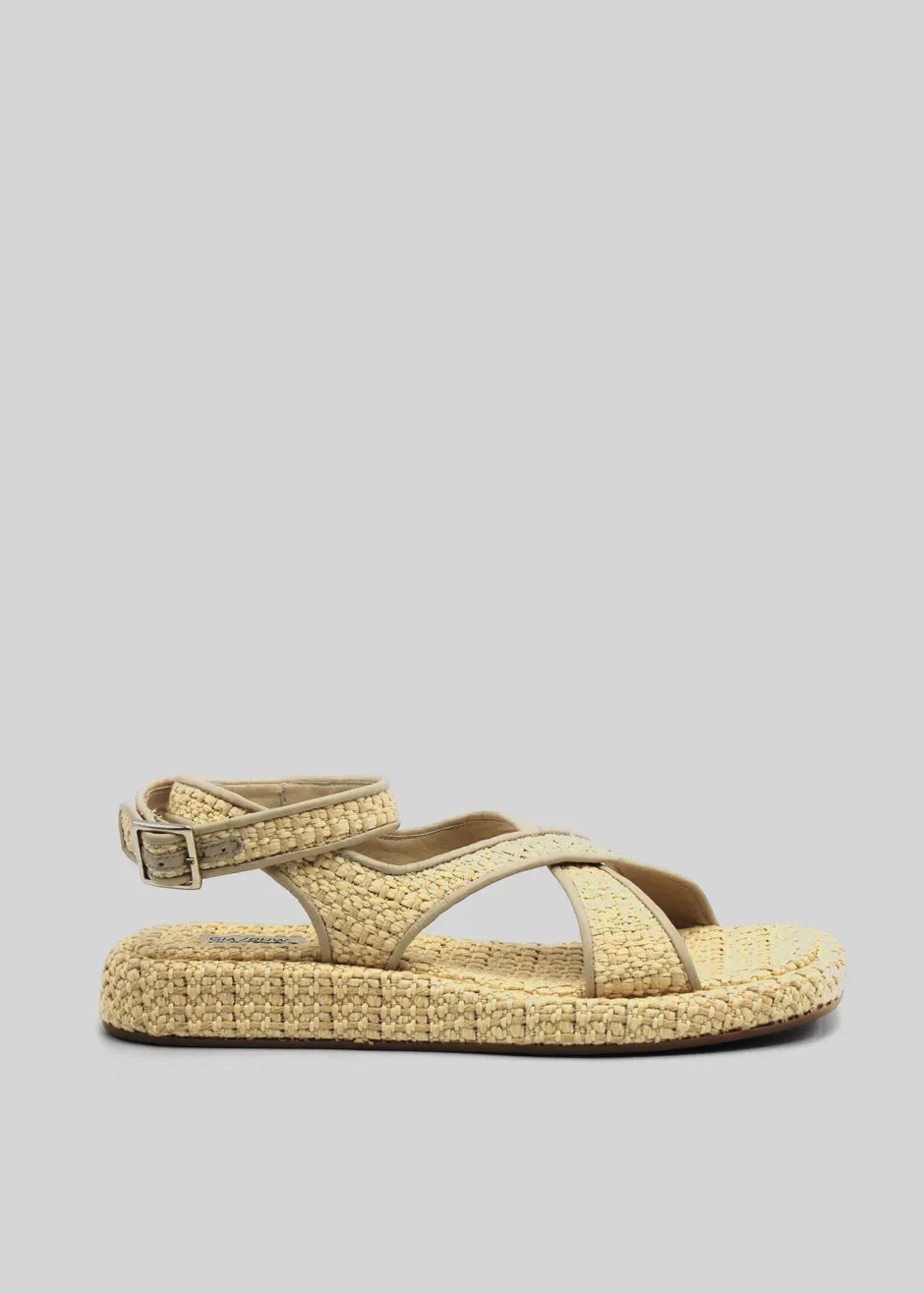 GIA x RHW Rosie Ankle Strap Sandal - Natural Raffia sold by Frankie Shop