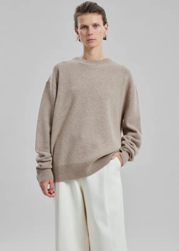 Quinton Crew Neck Sweater - Beige Melange sold by Frankie Shop