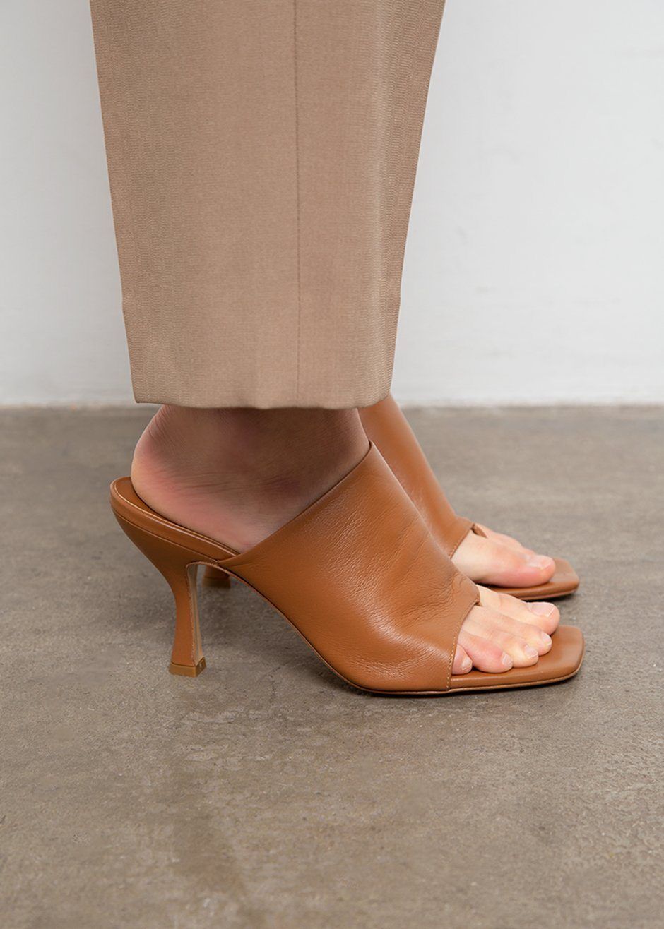 GIA X Pernille Teisbaek Leather Mule Sandal - Brown | Parallel