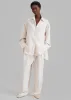 Tansy Fluid Pleated Trousers - Beige Pinstripe sold by Frankie Shop