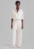 Tansy Fluid Pleated Trousers - Beige Pinstripe sold by Frankie Shop