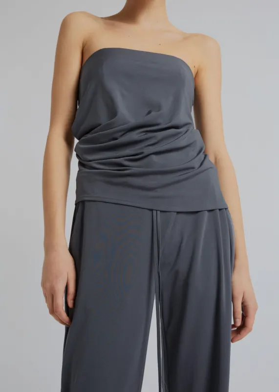 Christopher Esber Side Cowl Strapless Top - Charcoal sold by Frankie Shop