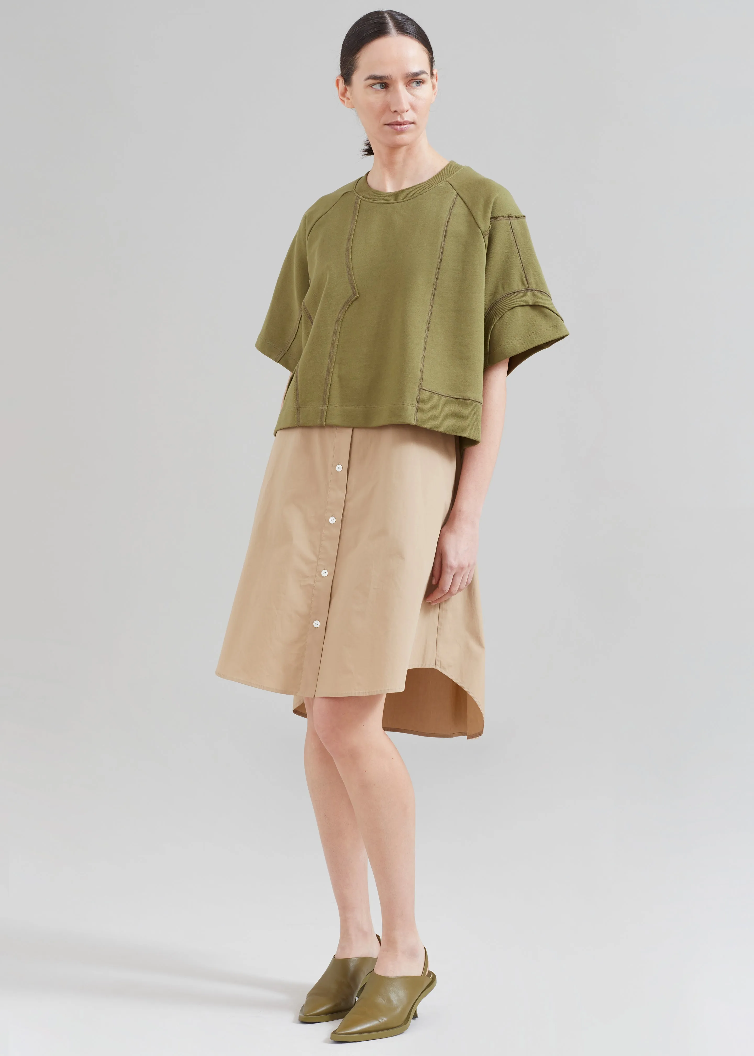 3.1 Phillip Lim Patched Sweatshirt Combo Dress - Olive Multi sold by Frankie Shop