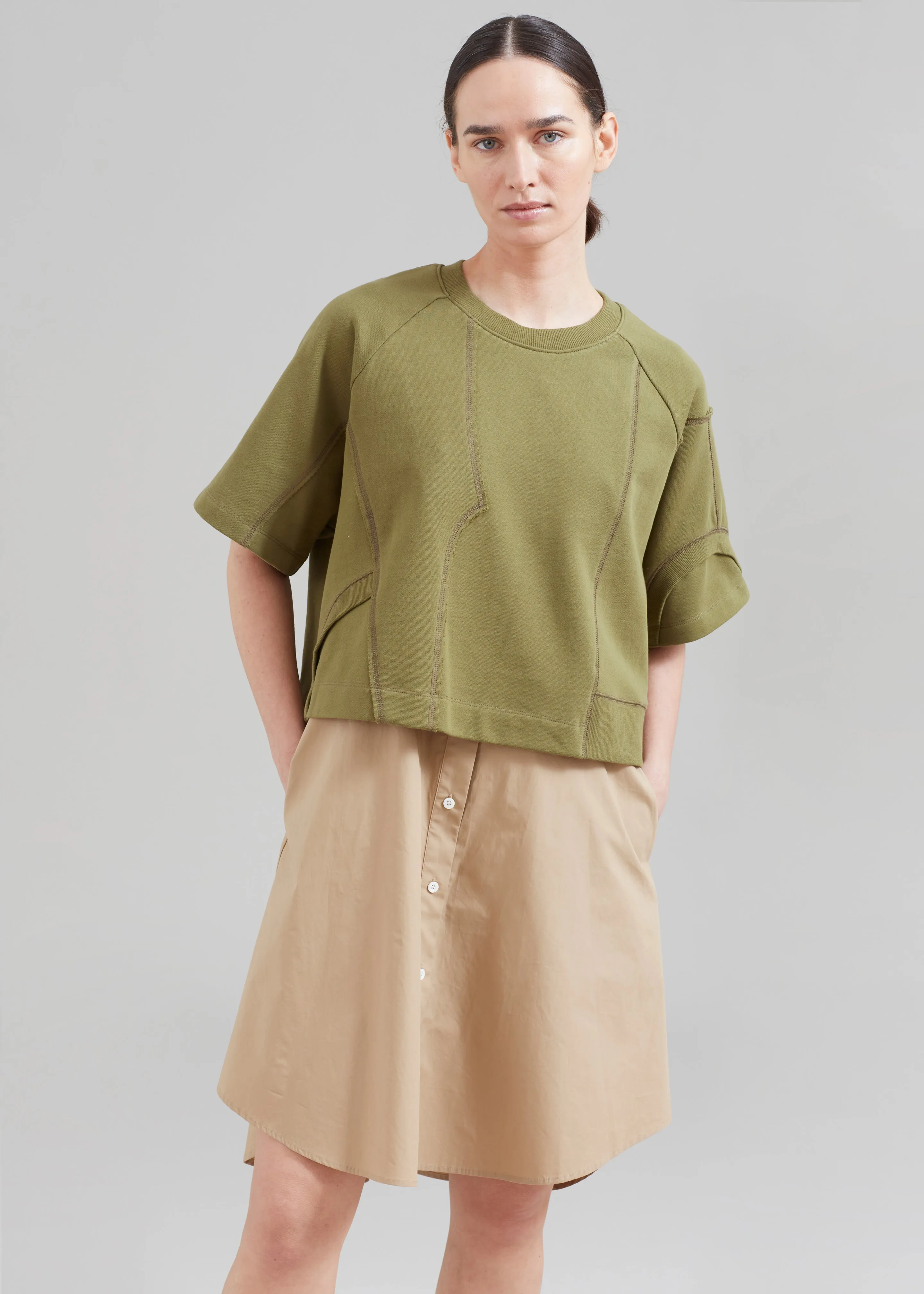3.1 Phillip Lim Patched Sweatshirt Combo Dress - Olive Multi sold by Frankie Shop product image thumbnail 2