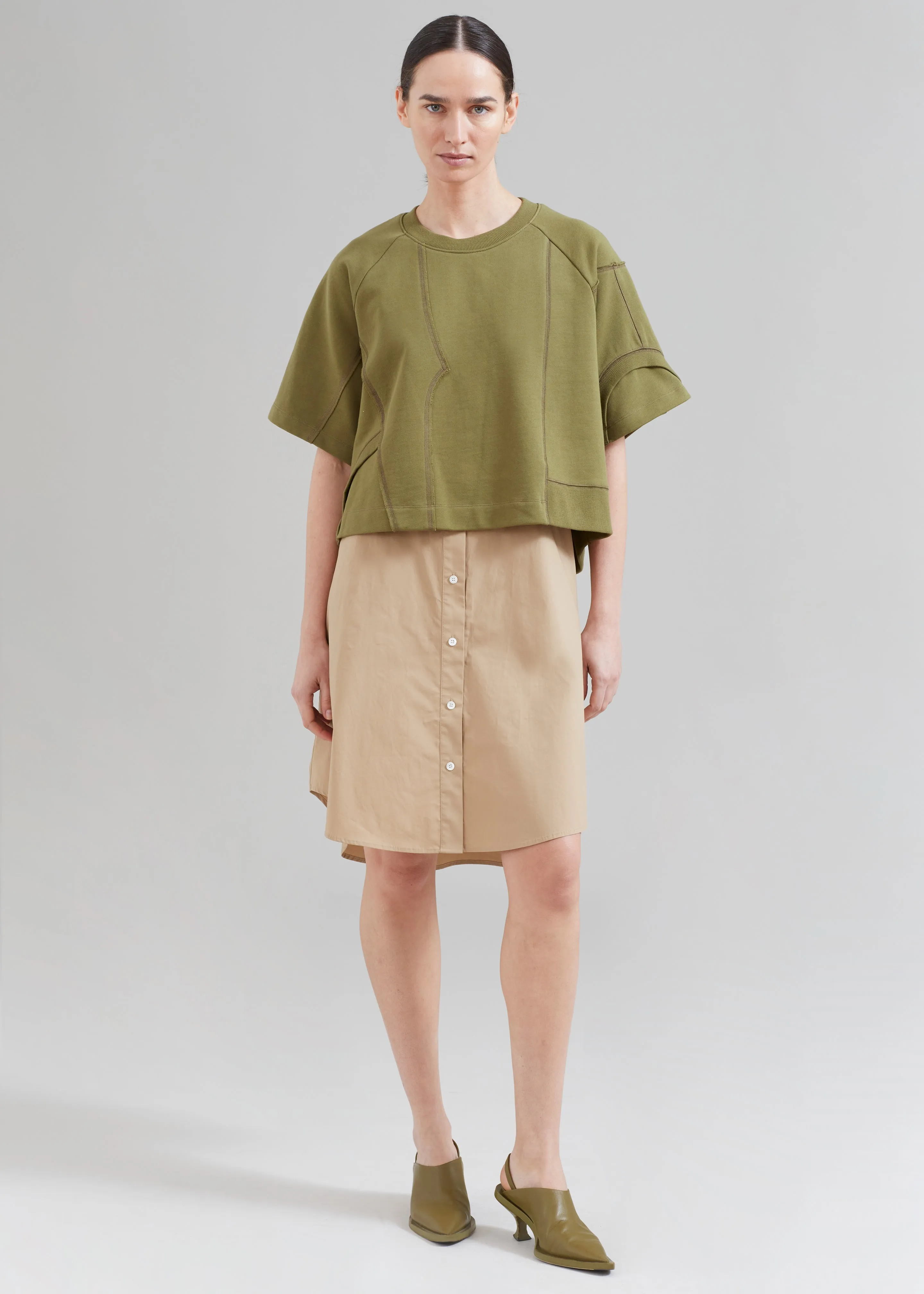 3.1 Phillip Lim Patched Sweatshirt Combo Dress - Olive Multi sold by Frankie Shop product image thumbnail 4