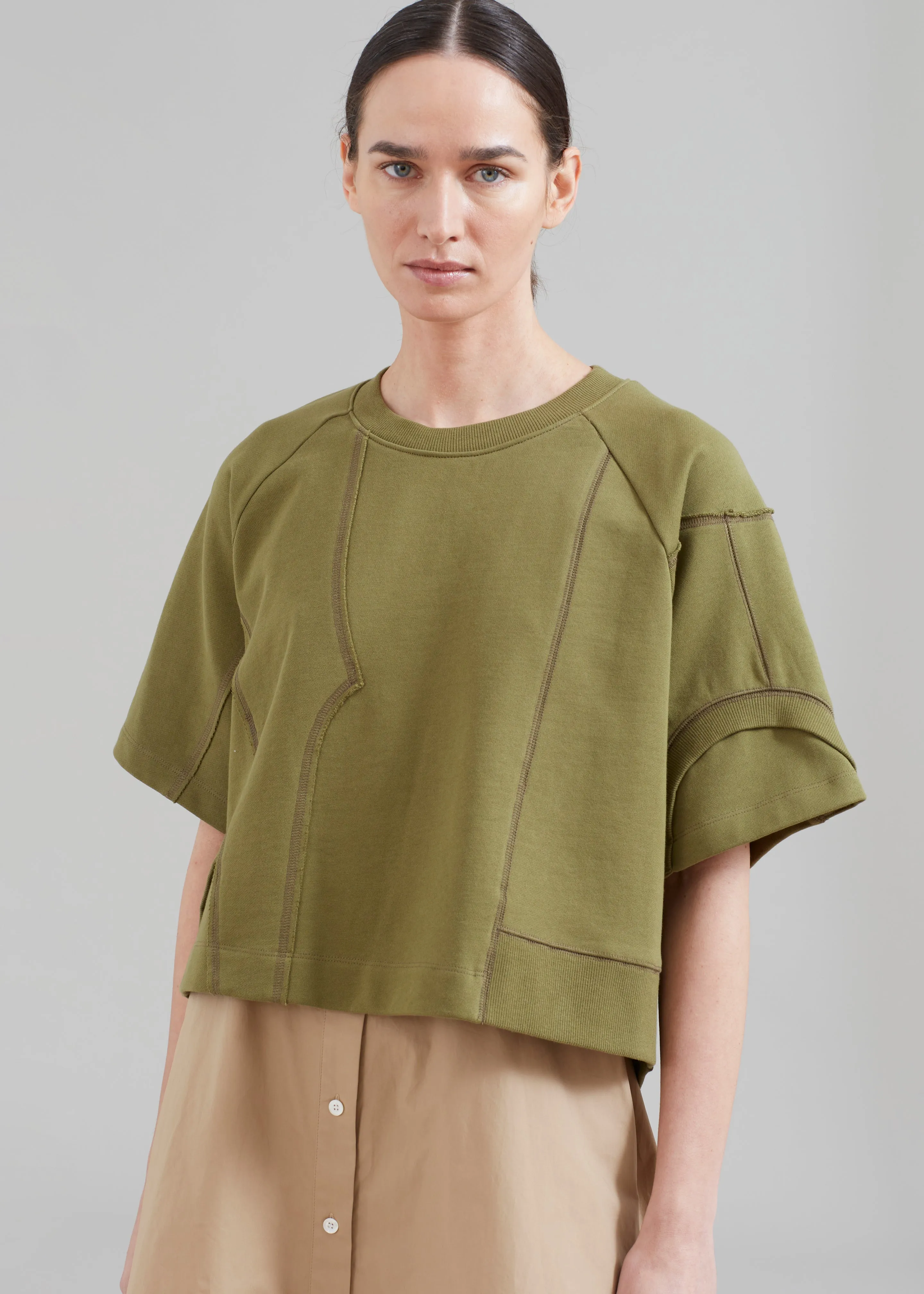 3.1 Phillip Lim Patched Sweatshirt Combo Dress - Olive Multi sold by Frankie Shop product image thumbnail 3