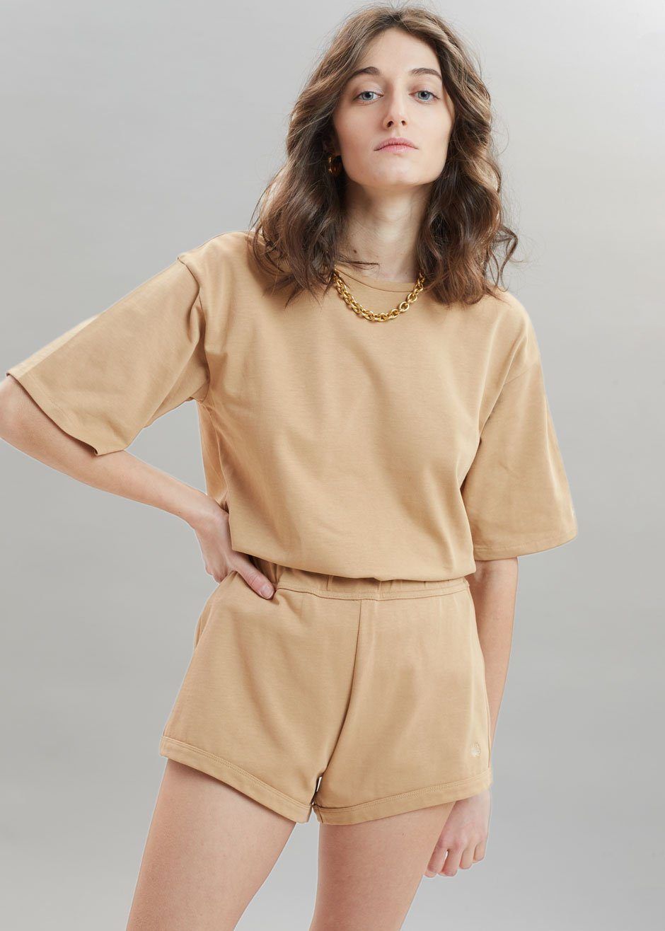 Loulou Studio Bamboo Cotton Shorts - Beige sold by Frankie Shop product image thumbnail 3