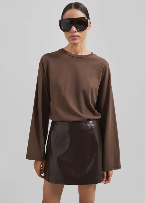 Rainey Long Sleeve Tee - Brown made by Frankie Shop