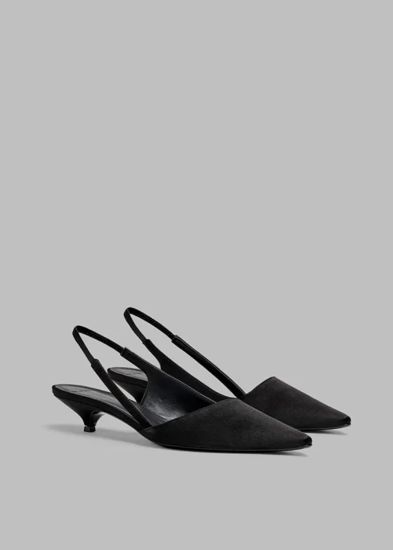 Loulou Studio Sulue Slingback Kitten Heel Shoes - Black sold by Frankie Shop