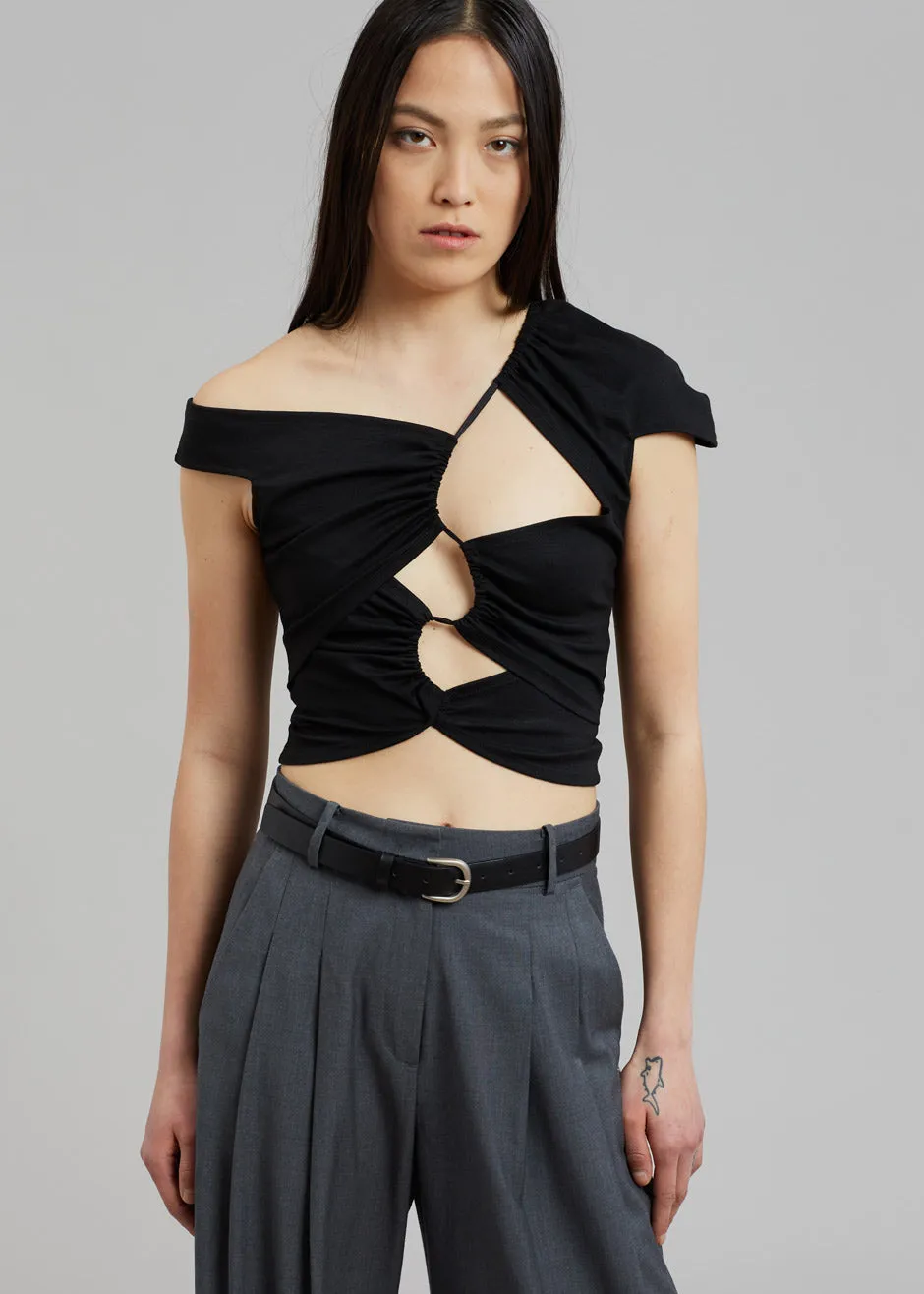 Sid Neigum Asymmetrical Cutout Tension Blouse - Black sold by Frankie Shop product image thumbnail 3