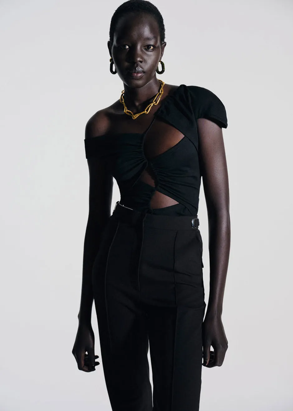 Sid Neigum Asymmetrical Cutout Tension Blouse - Black sold by Frankie Shop product image thumbnail 2