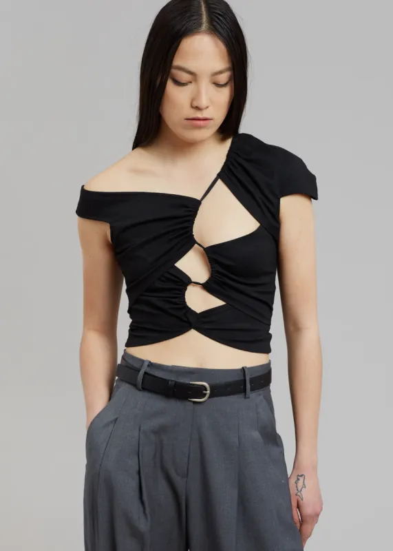 Sid Neigum Asymmetrical Cutout Tension Blouse - Black sold by Frankie Shop