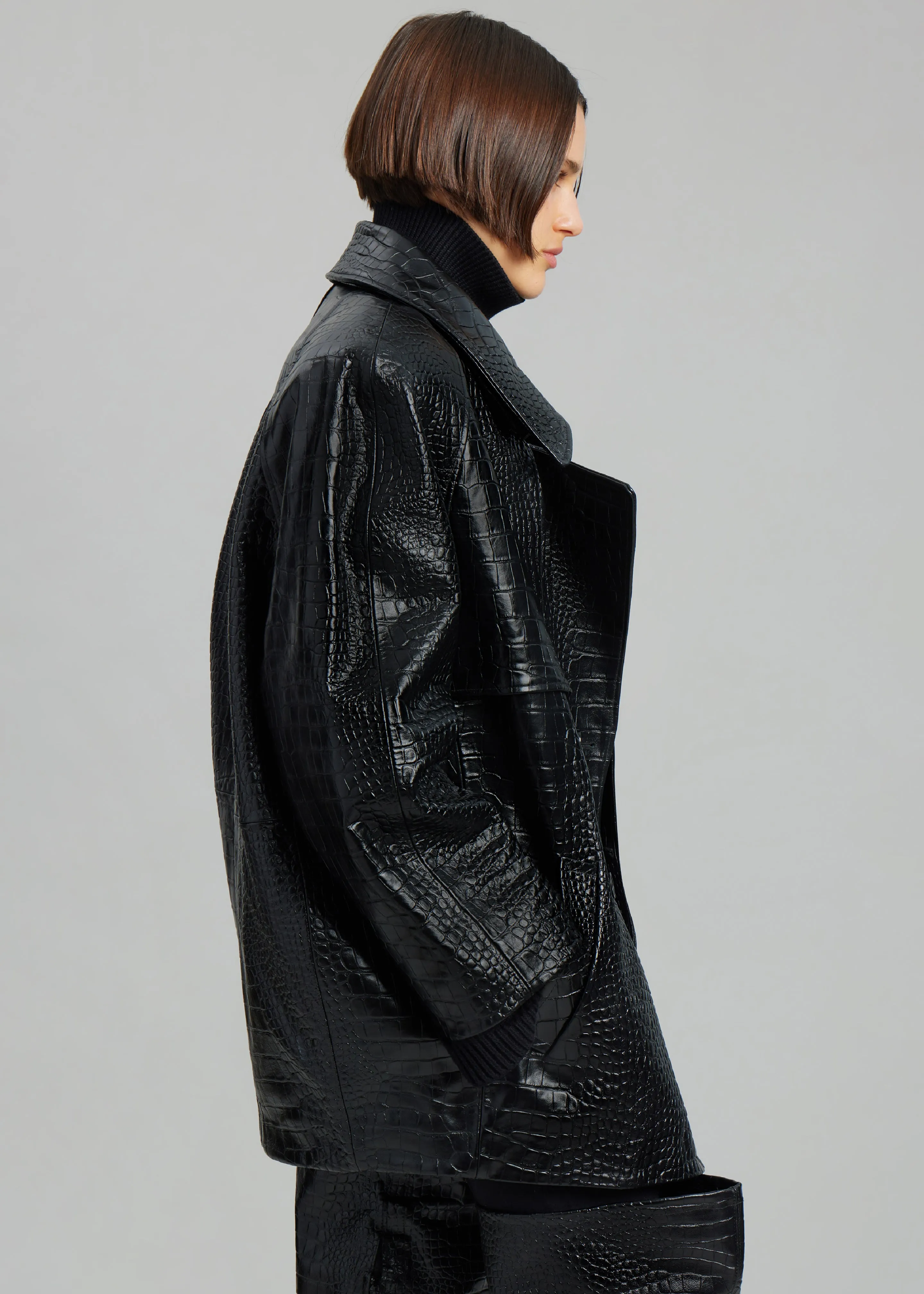 Jackie Croc-Effect Coat - Black sold by Frankie Shop product image thumbnail 5