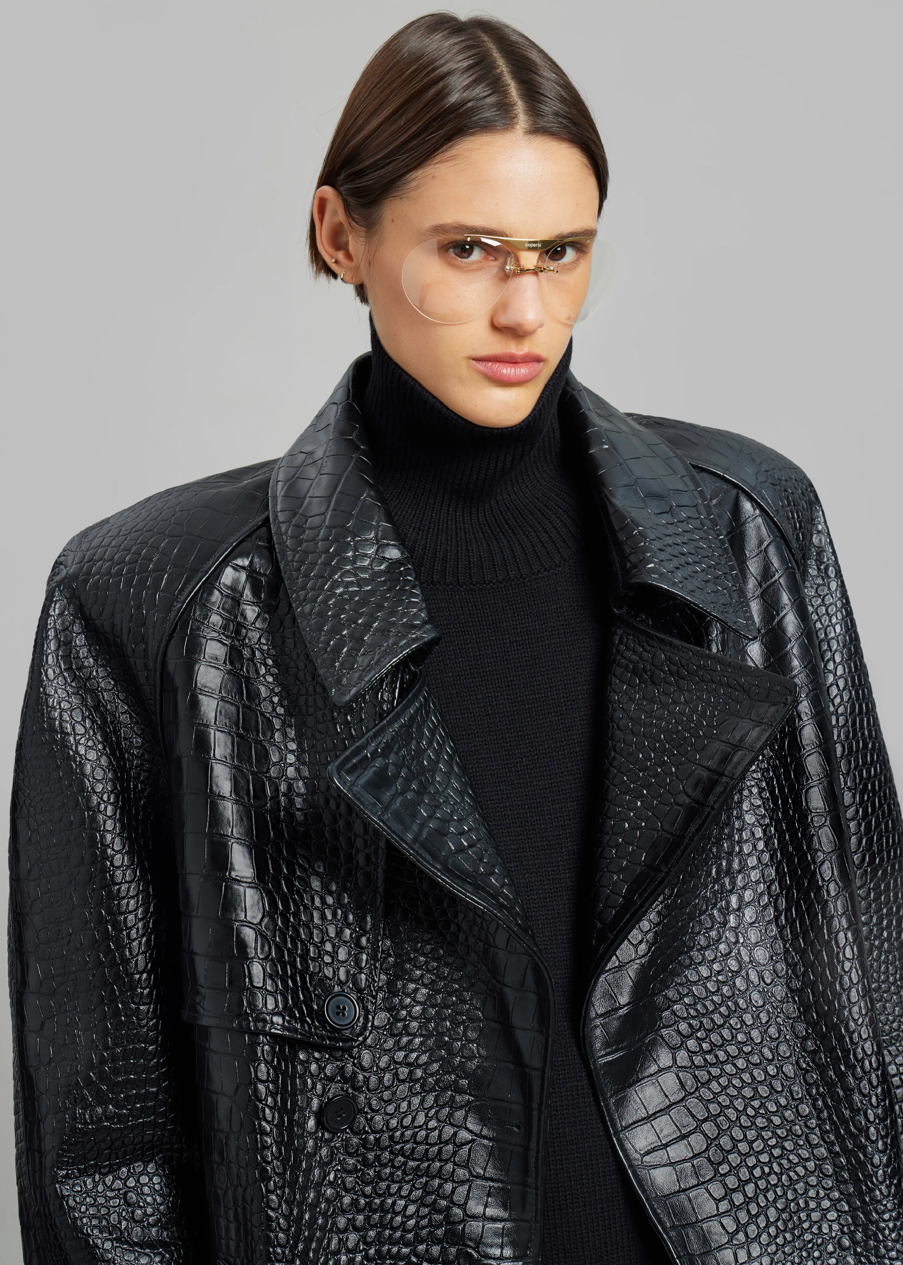 Jackie Croc-Effect Coat - Black sold by Frankie Shop product image thumbnail 3