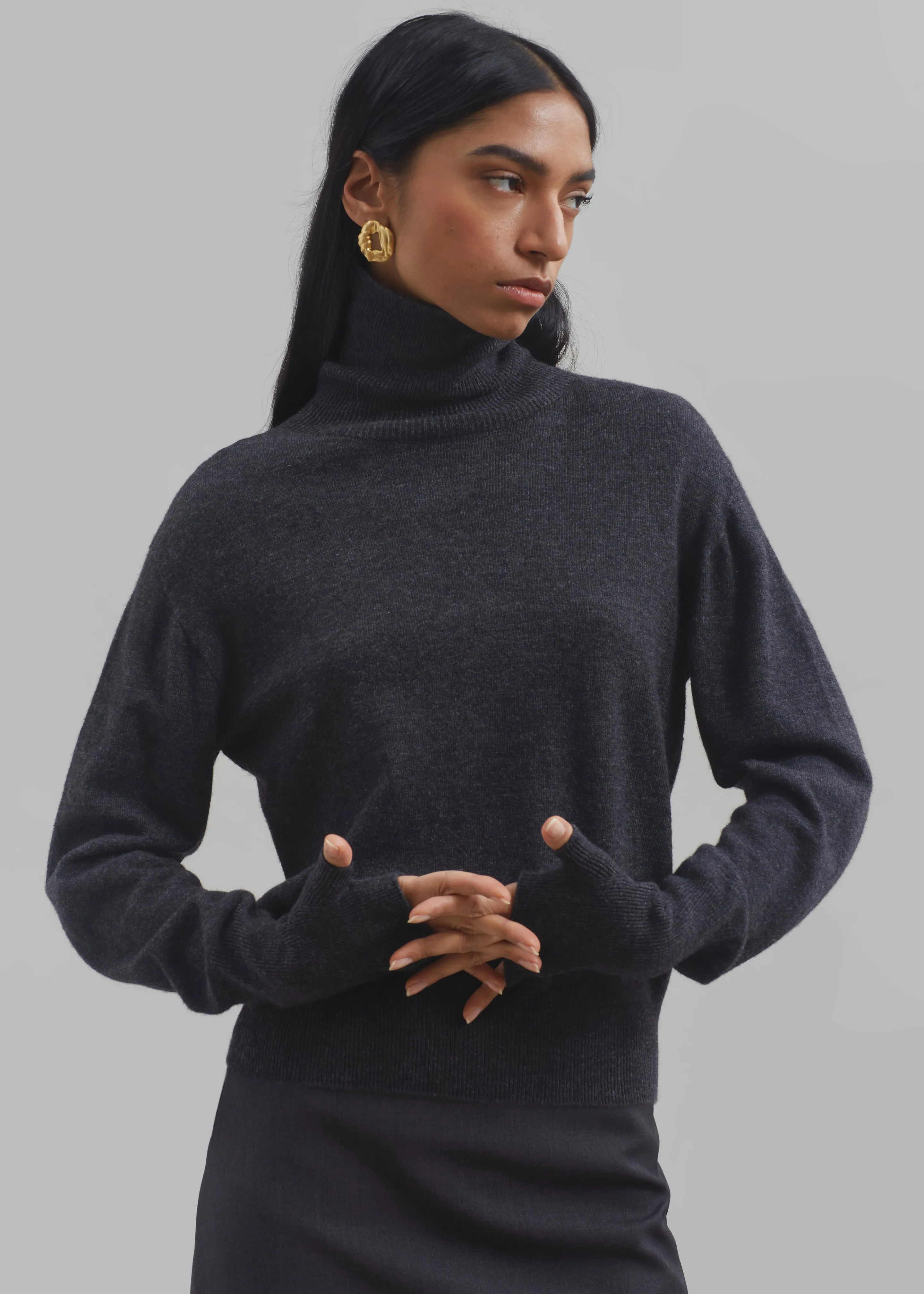 Delia Wool Turtleneck - Charcoal sold by Frankie Shop product image thumbnail 4