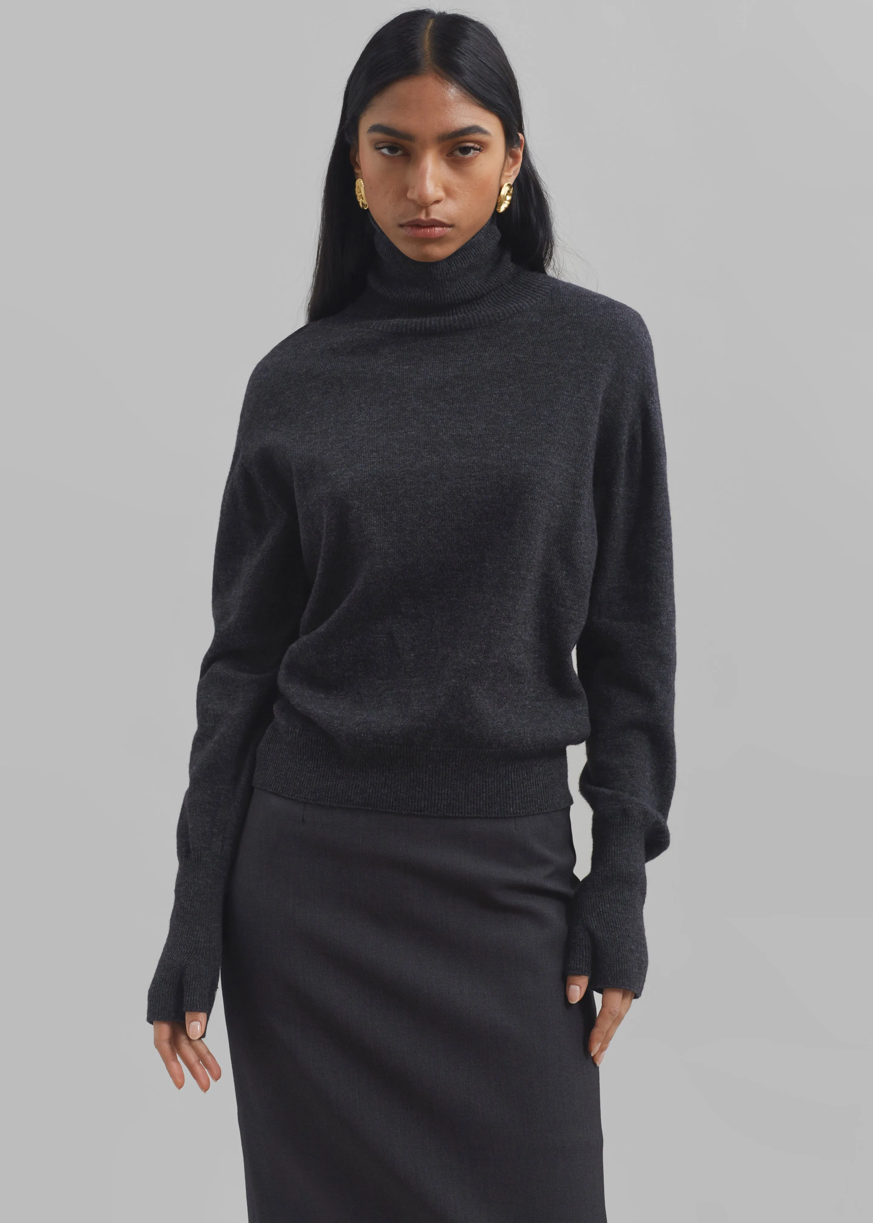 Delia Wool Turtleneck - Charcoal sold by Frankie Shop product image thumbnail 3