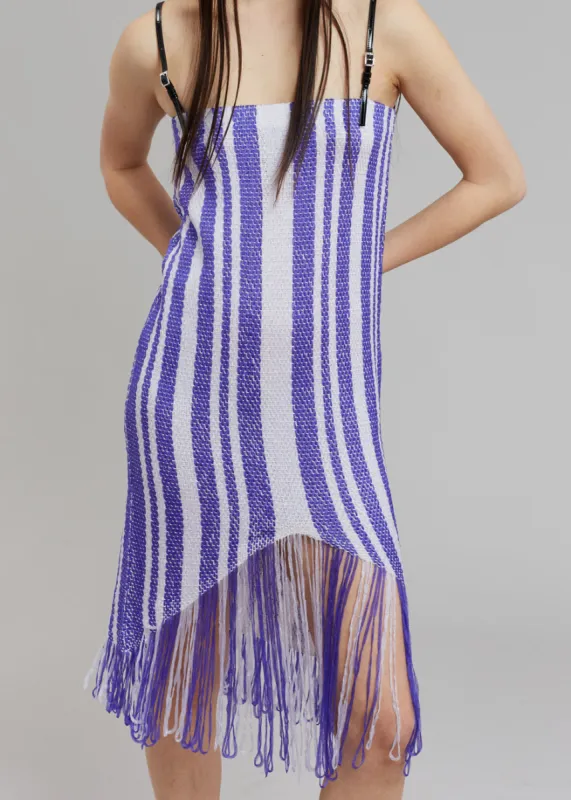 JW Anderson Fringe Detail Camisole Dress - Purple/White sold by Frankie Shop