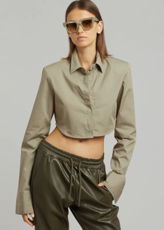 Uma Cropped Shirt - Olive sold by Frankie Shop
