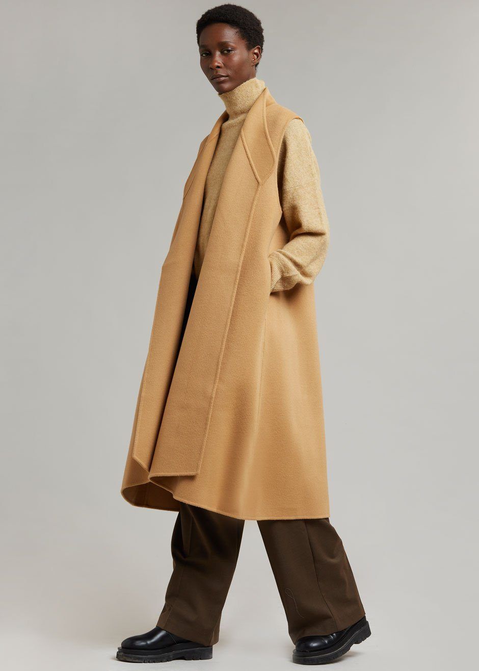Anha Wool Long Vest - Camel sold by Frankie Shop