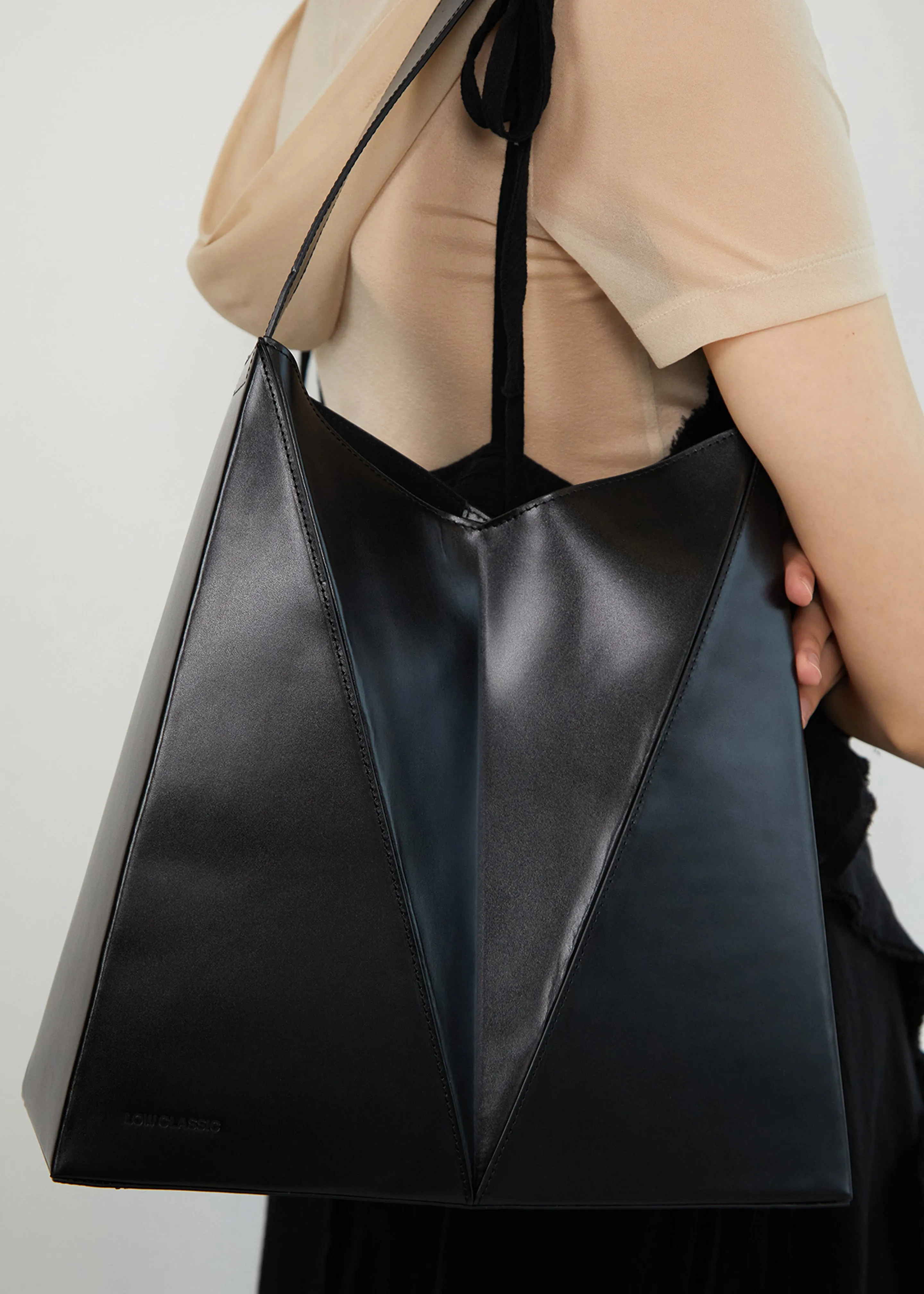 Low Classic Folded Cube Tote Bag - Black sold by Frankie Shop product image thumbnail 4