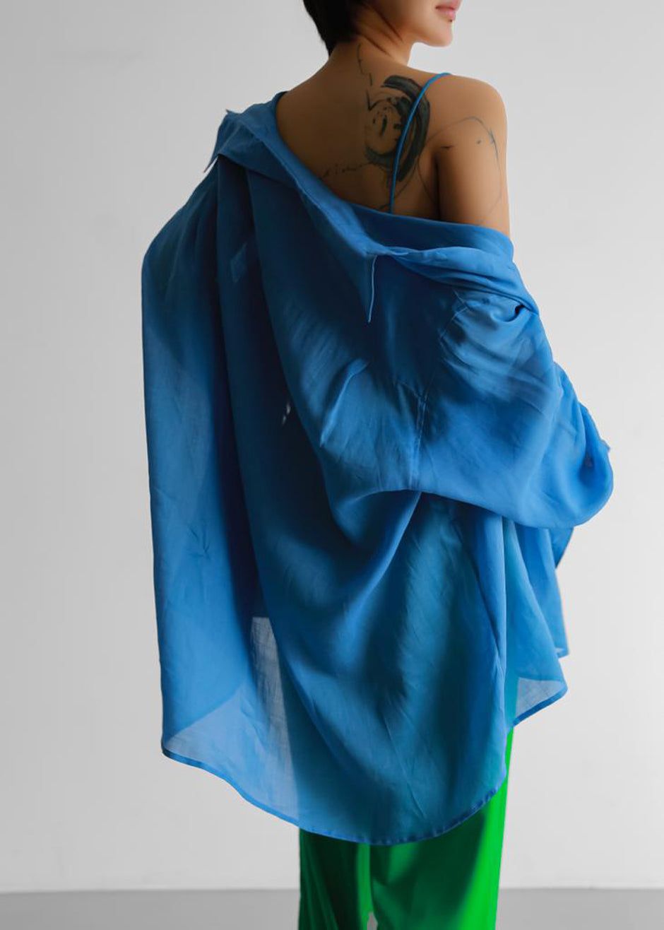 Marlow Oversized Linen Shirt - Blue sold by Frankie Shop product image thumbnail 2