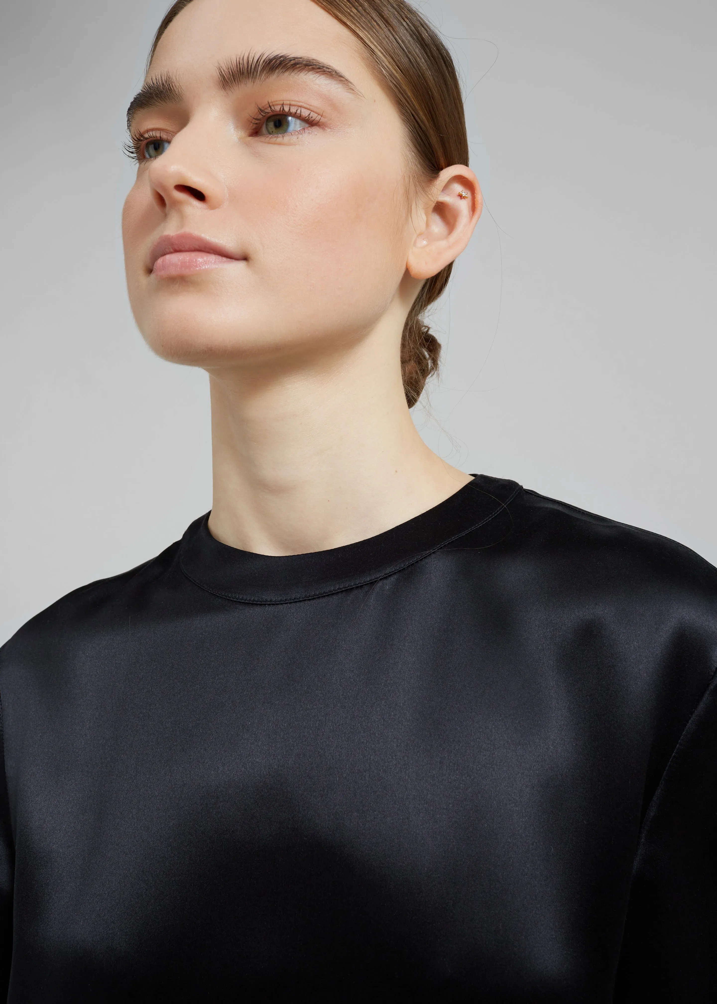 Loulou Studio Tuga Satin T-Shirt Dress - Black sold by Frankie Shop product image thumbnail 4