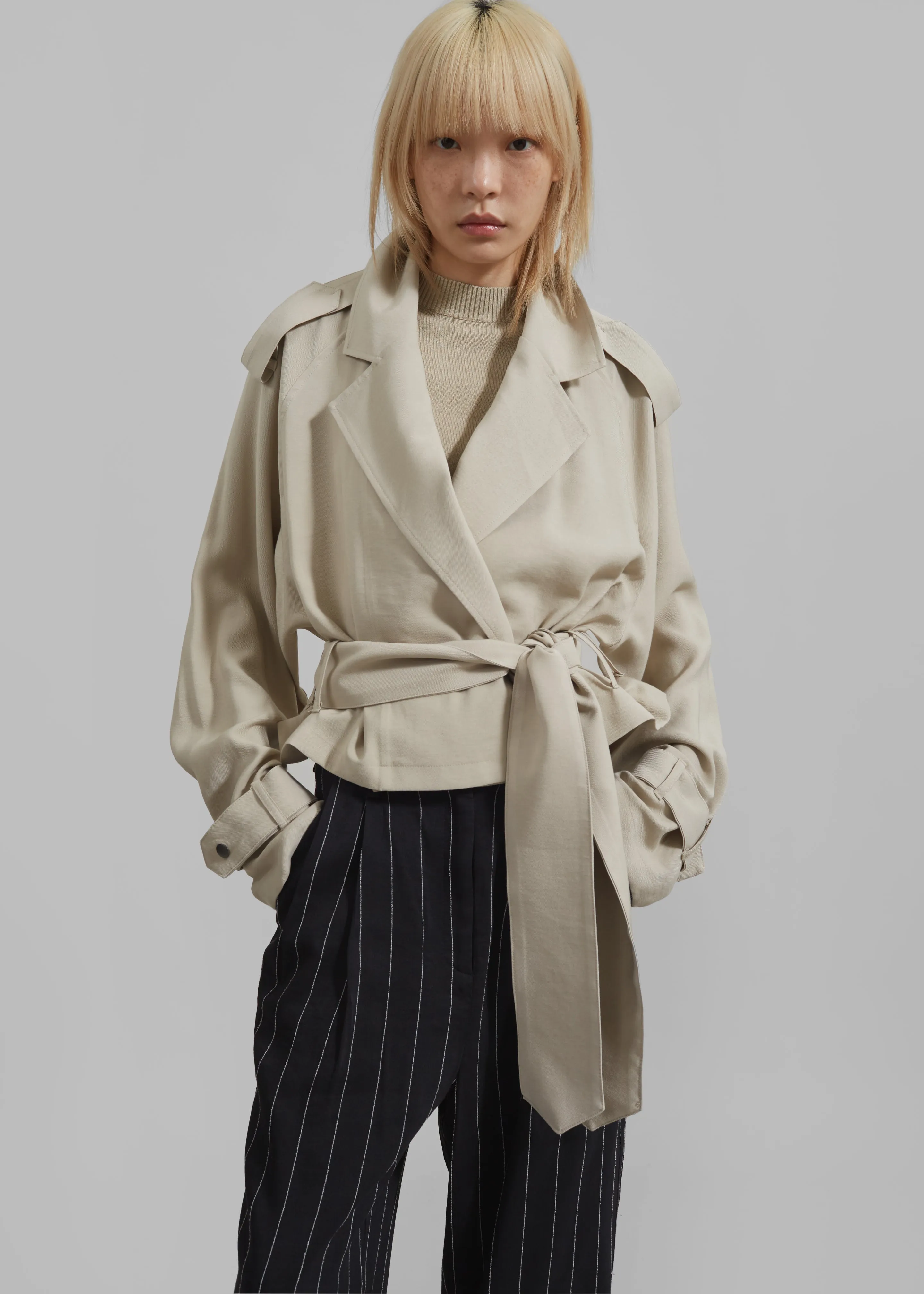 Faven Cropped Trench - Beige sold by Frankie Shop