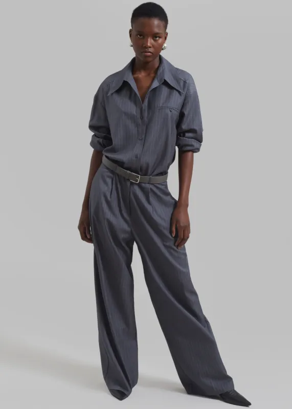 Kerry Trousers - Grey Pinstripe sold by Frankie Shop