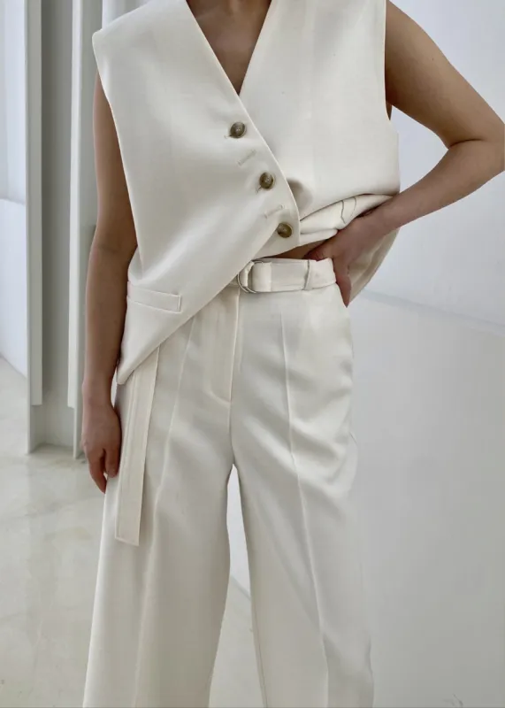 Delphi Belted Pants - Cream sold by Frankie Shop