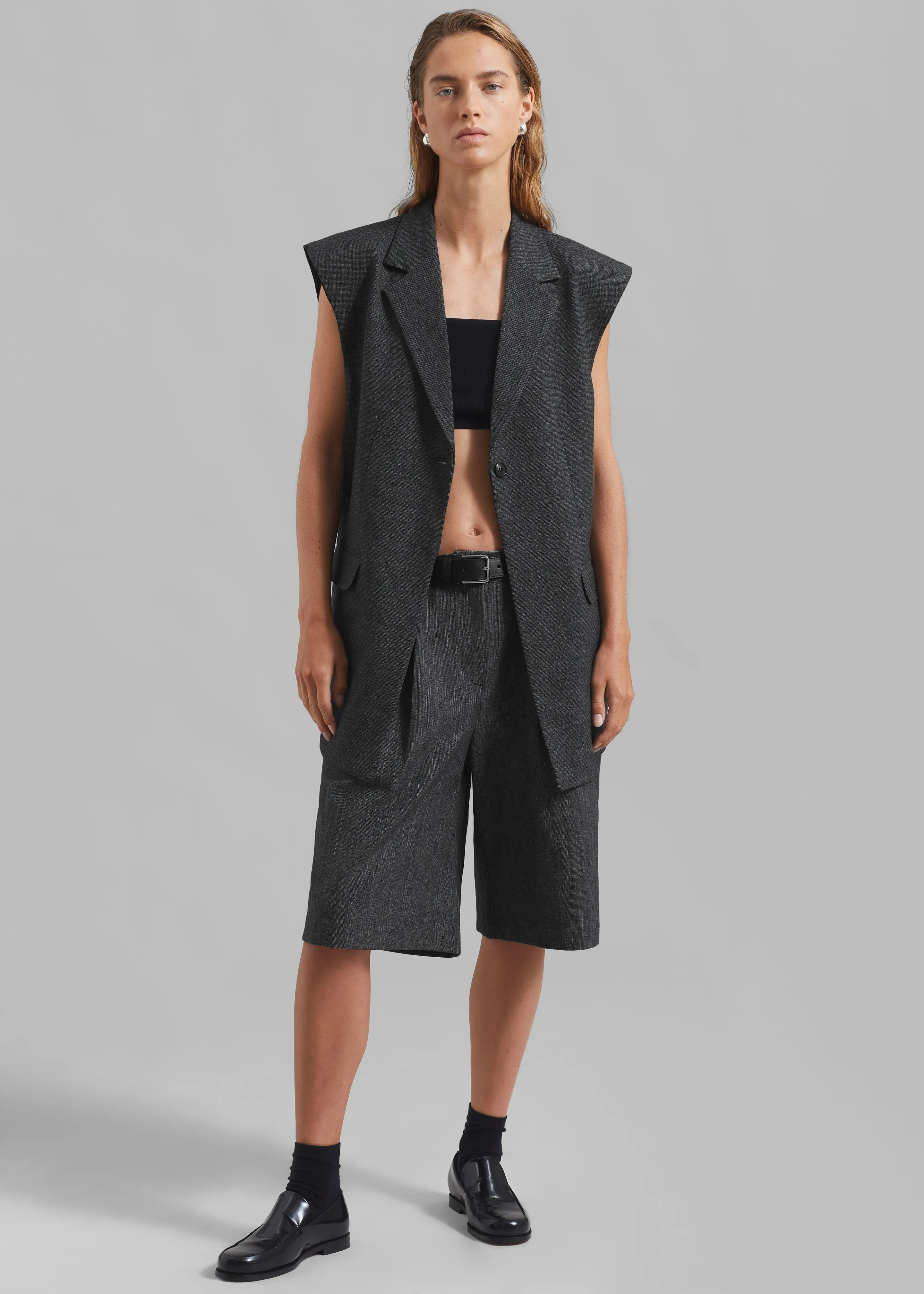 Isara Pleated Shorts - Dark Grey Melange sold by Frankie Shop product image thumbnail 3