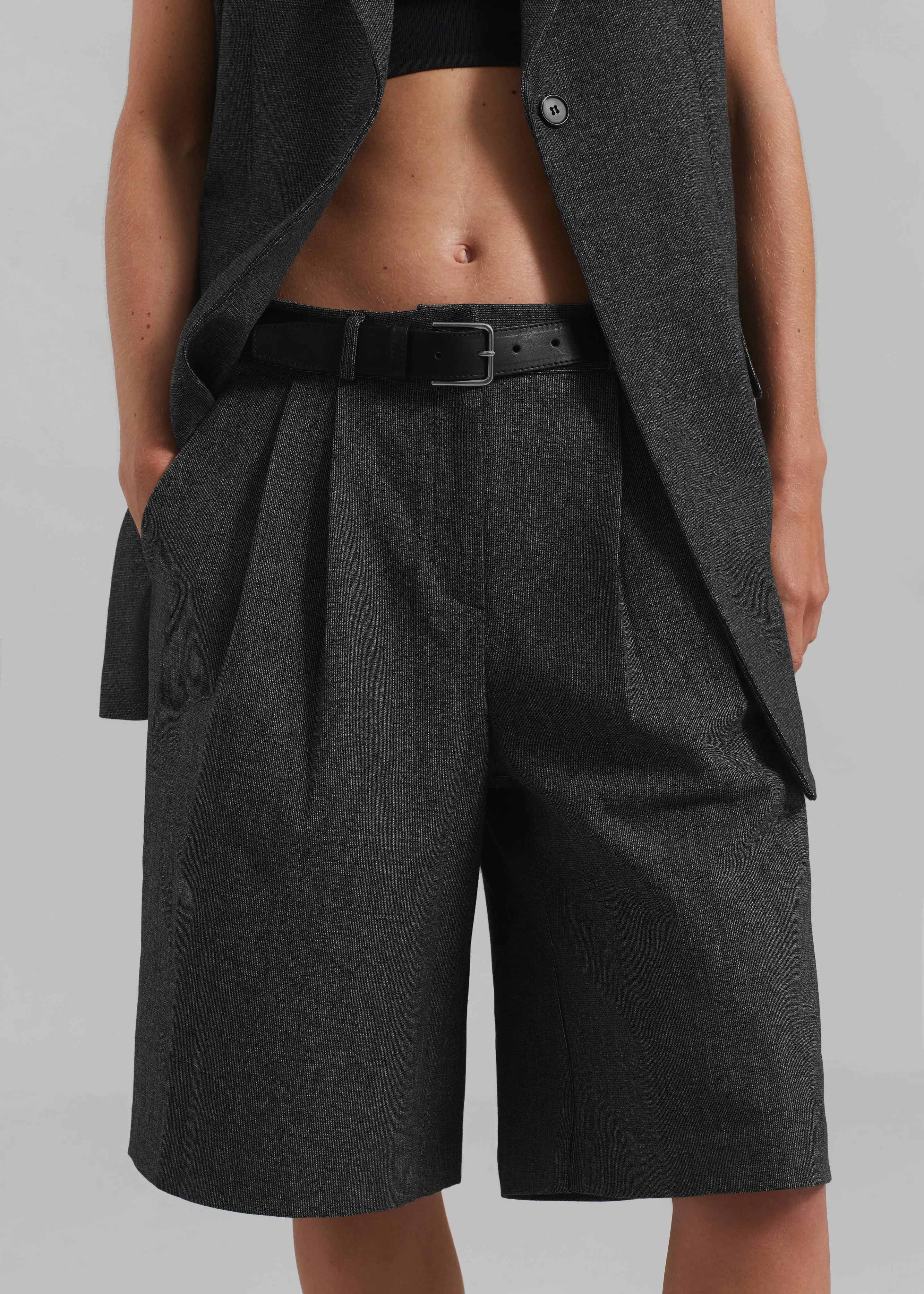 Isara Pleated Shorts - Dark Grey Melange sold by Frankie Shop product image thumbnail 2
