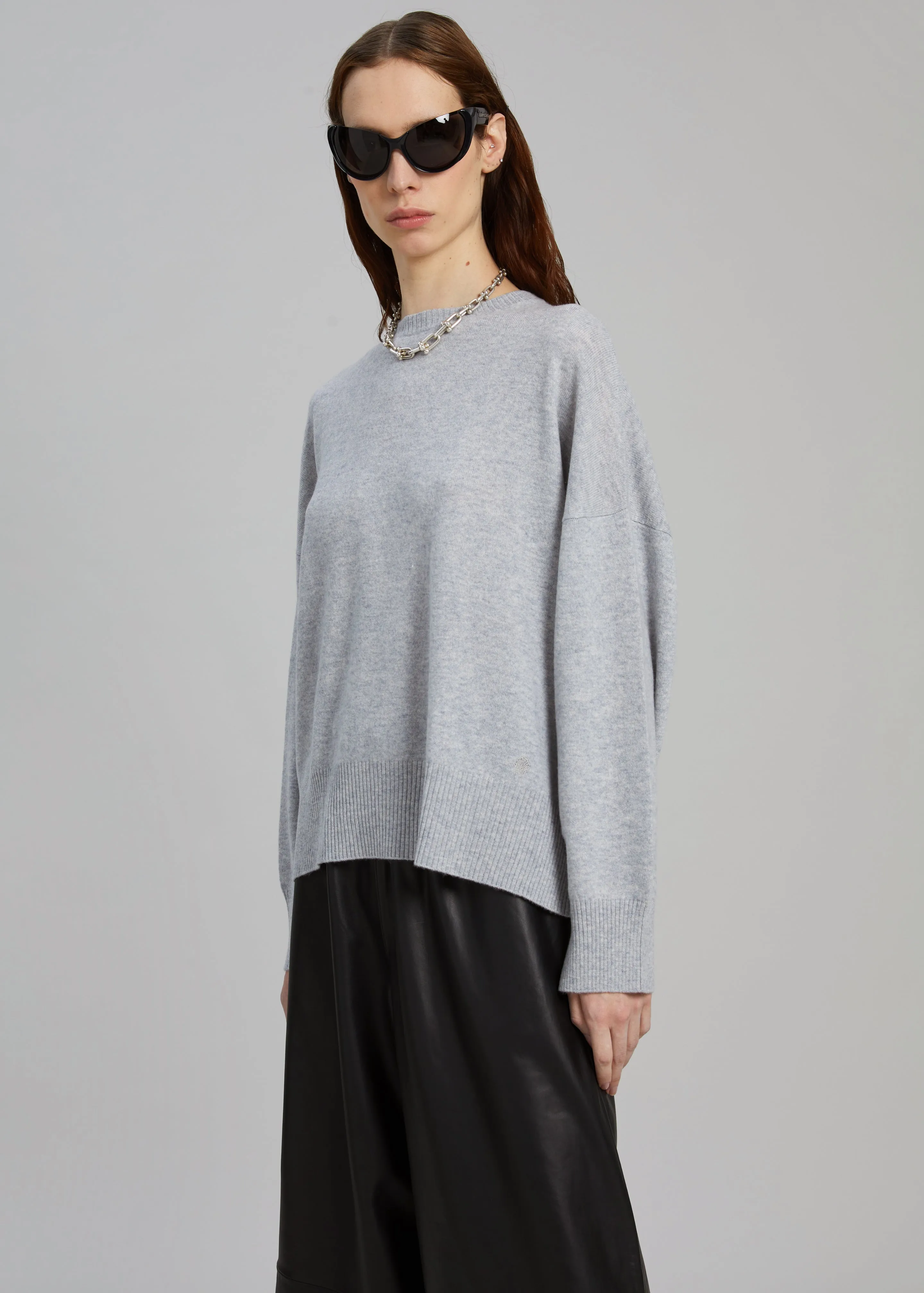 Loulou Studio Anaa Cashmere Sweater - Grey Melange sold by Frankie Shop product image thumbnail 5