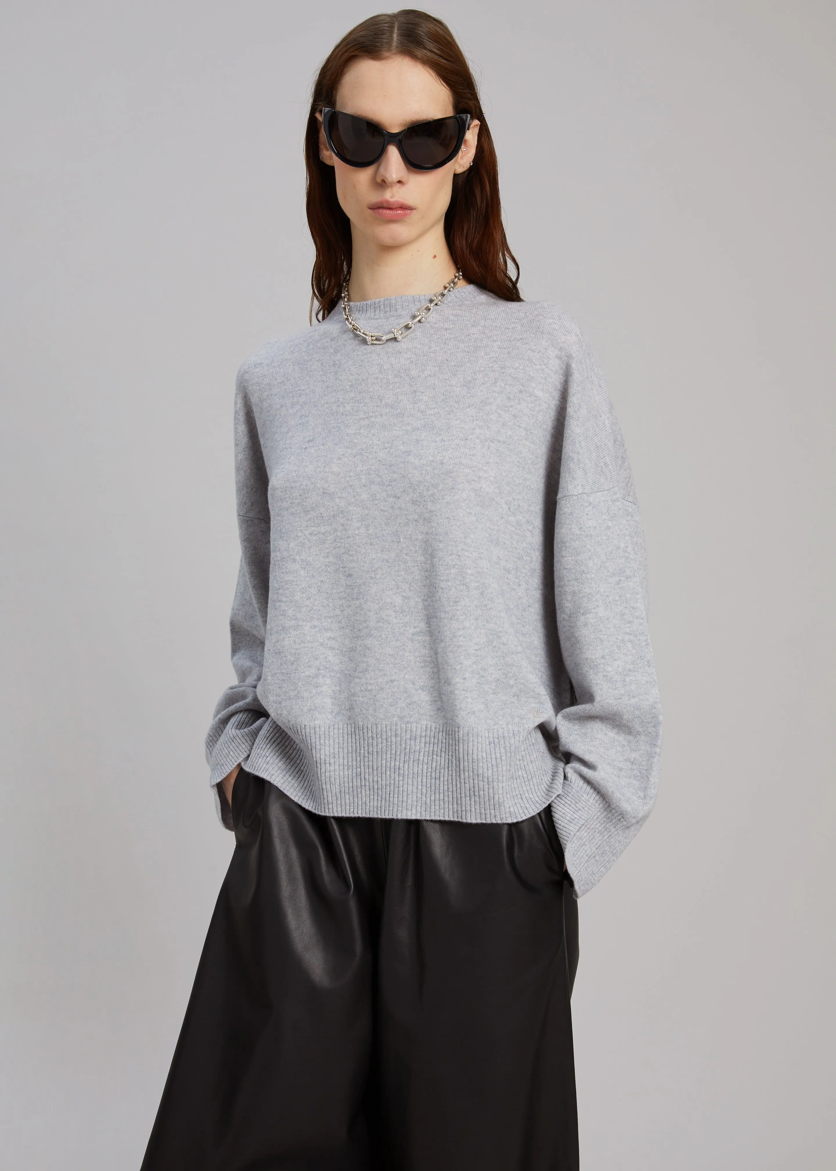 Loulou Studio Anaa Cashmere Sweater - Grey Melange sold by Frankie Shop