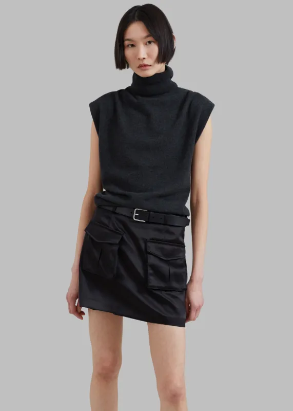 Hudson Satin Cargo Skirt - Black sold by Frankie Shop