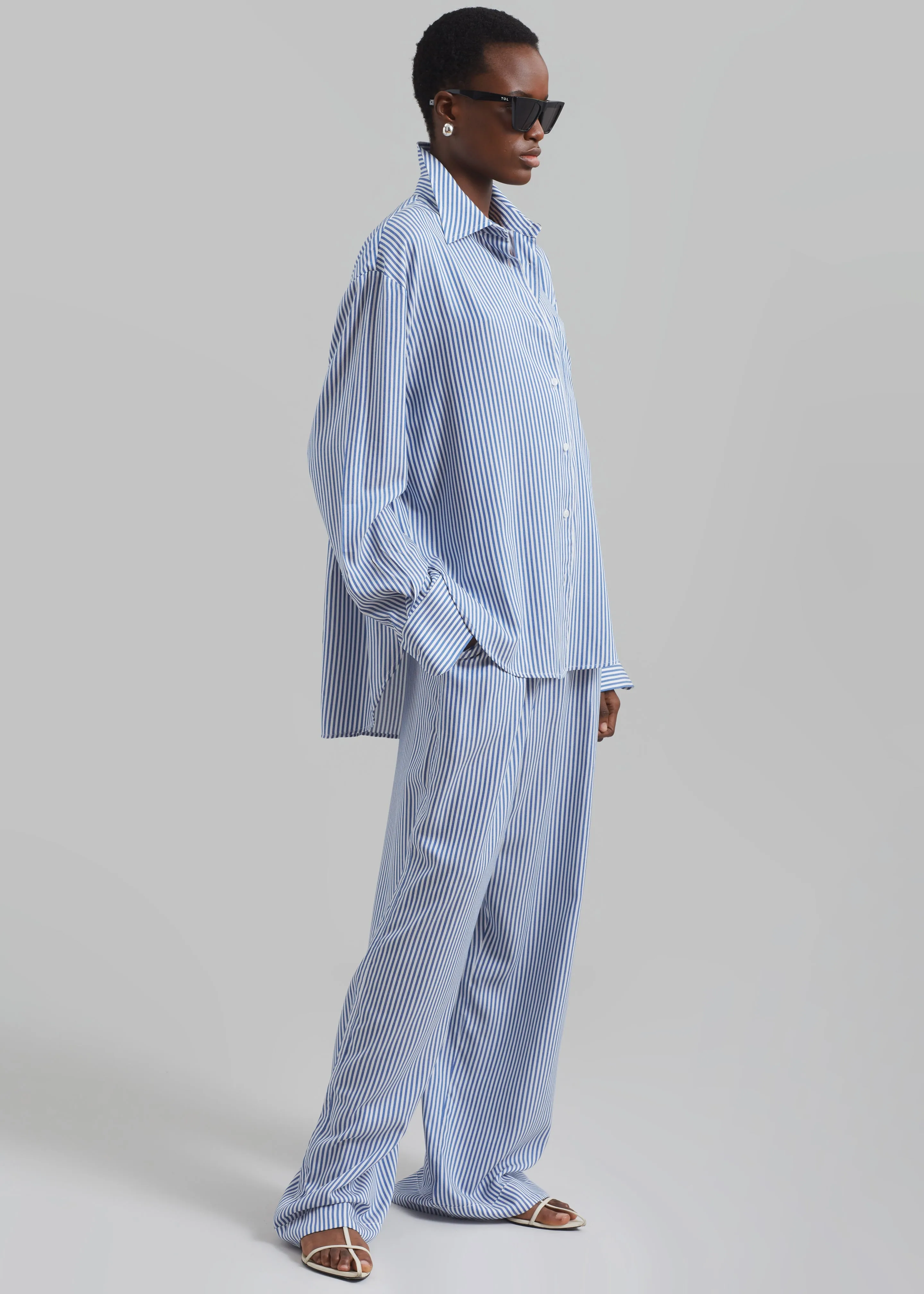 Mirca Fluid Elastic Pants - White/Blue Stripe sold by Frankie Shop product image thumbnail 4