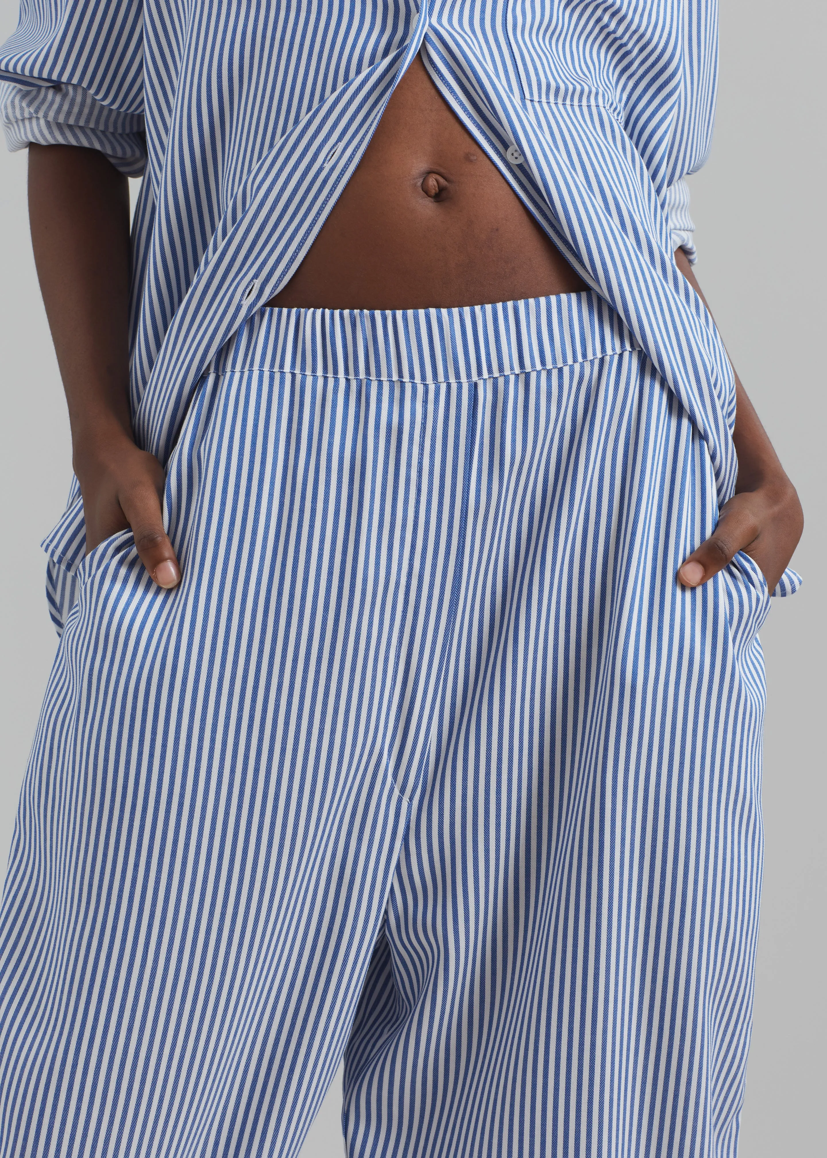 Mirca Fluid Elastic Pants - White/Blue Stripe sold by Frankie Shop product image thumbnail 3