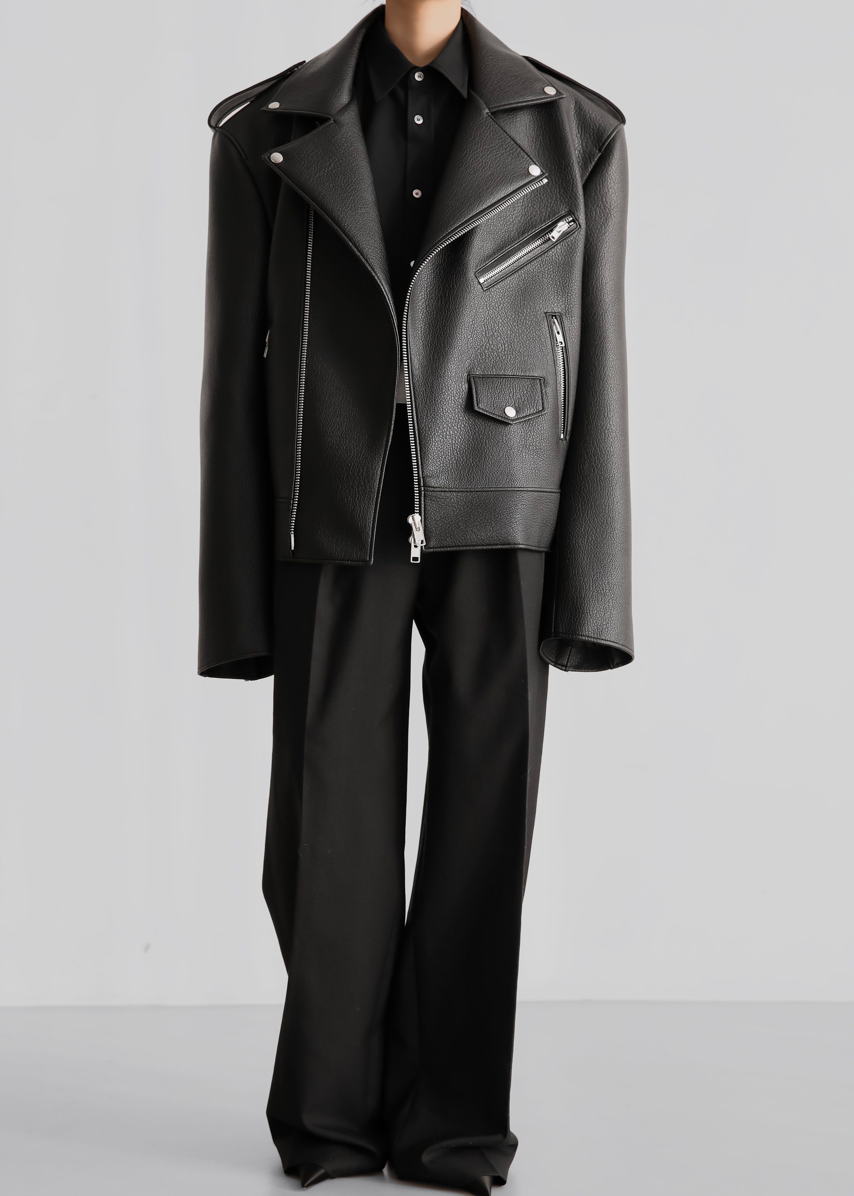 Chicago Oversized Perfecto Jacket - Black sold by Frankie Shop product image thumbnail 5