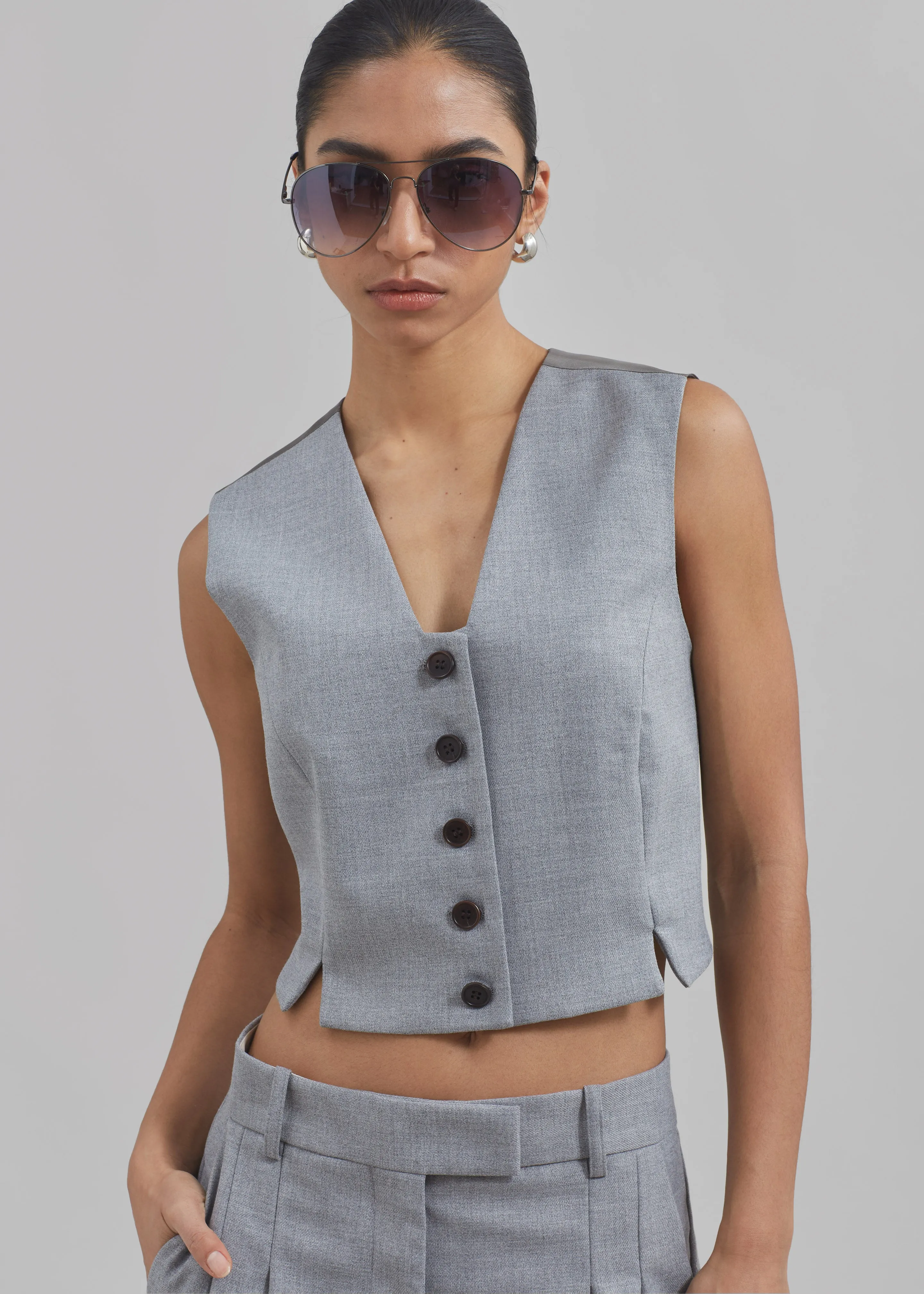By Malene Birger Bettas Waistcoat - Grey Melange sold by Frankie Shop product image thumbnail 4