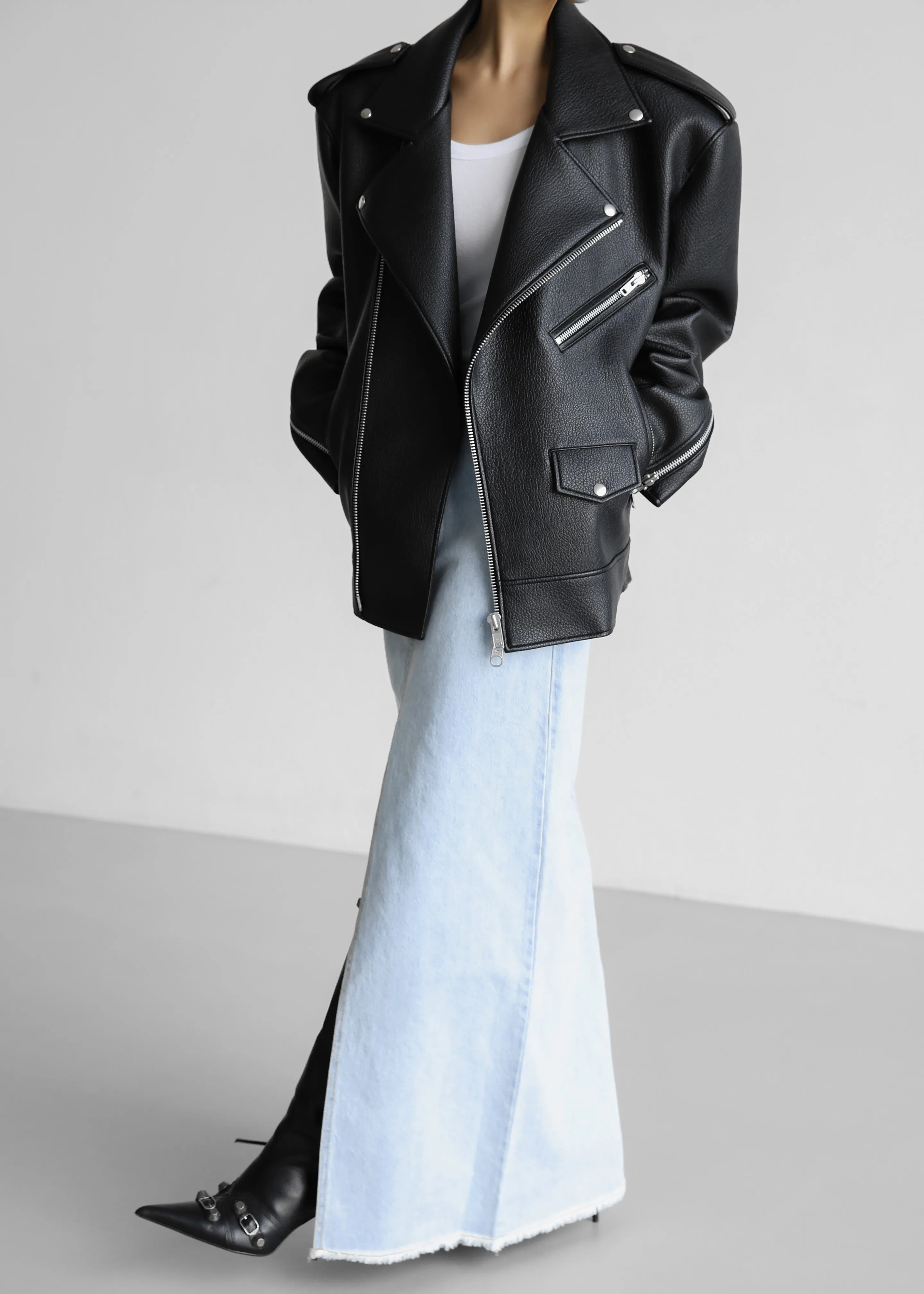 Chicago Oversized Biker Jacket - Black sold by Frankie Shop product image thumbnail 3