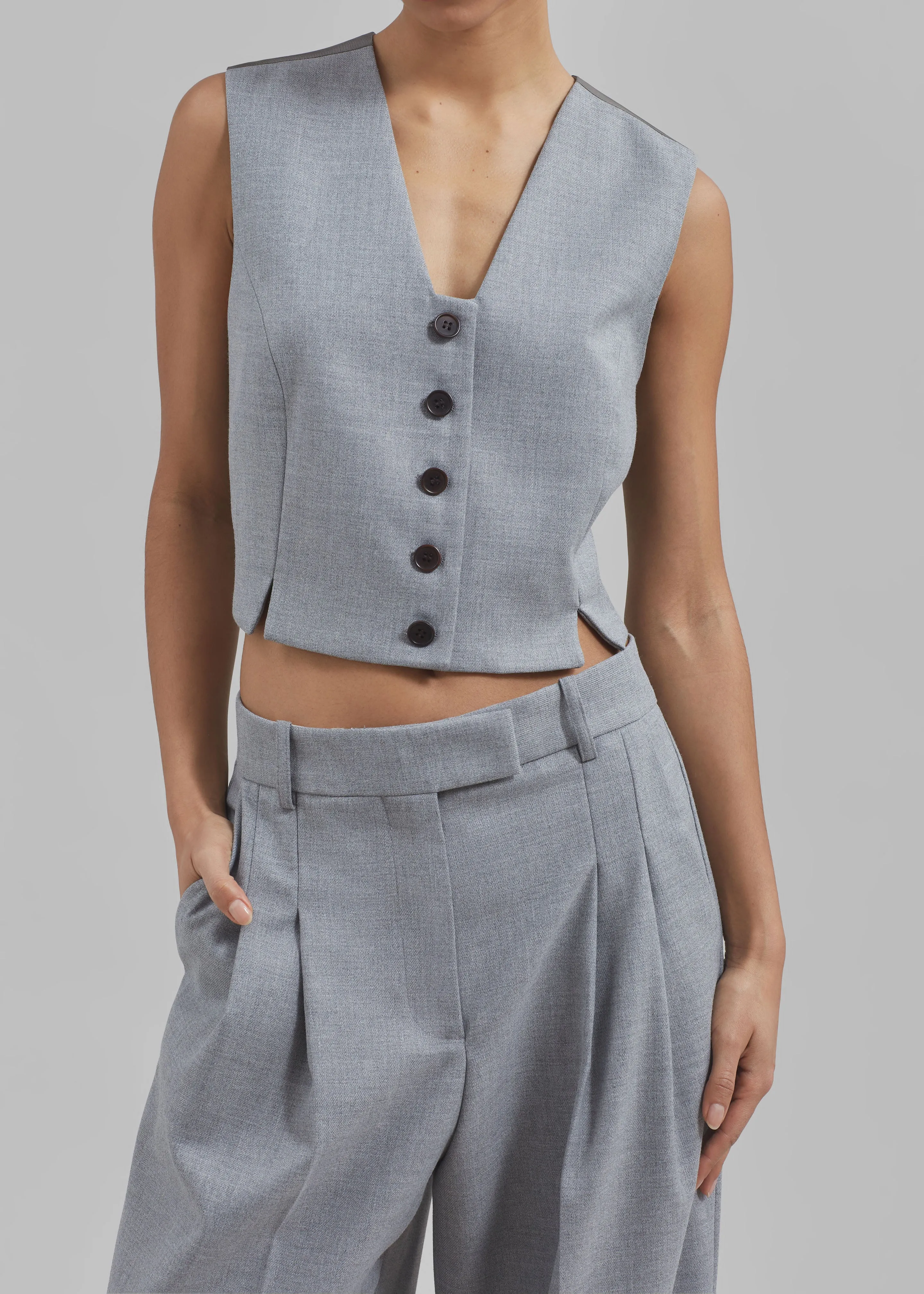 By Malene Birger Bettas Waistcoat - Grey Melange sold by Frankie Shop product image thumbnail 2