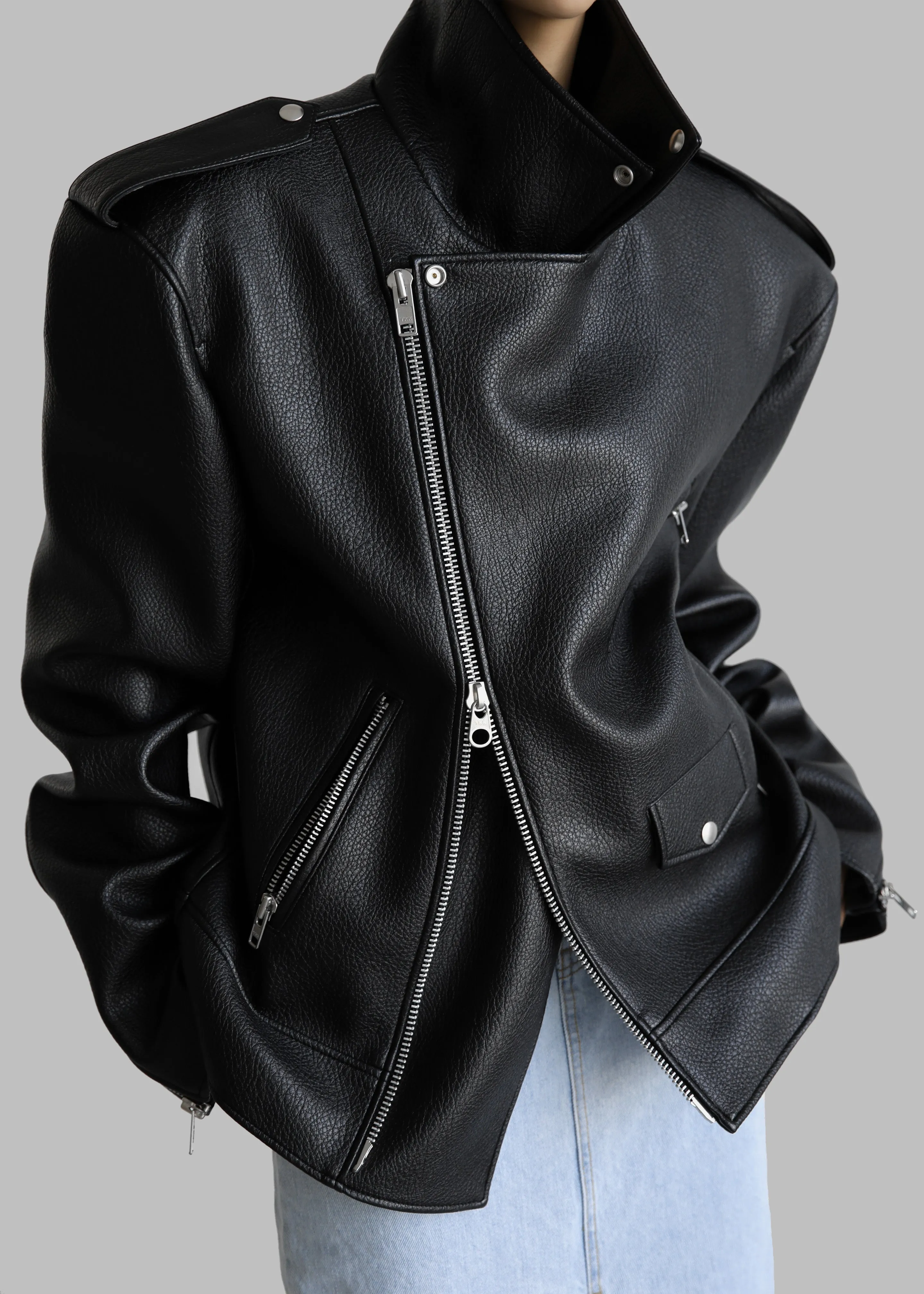Chicago Oversized Biker Jacket - Black sold by Frankie Shop product image thumbnail 4