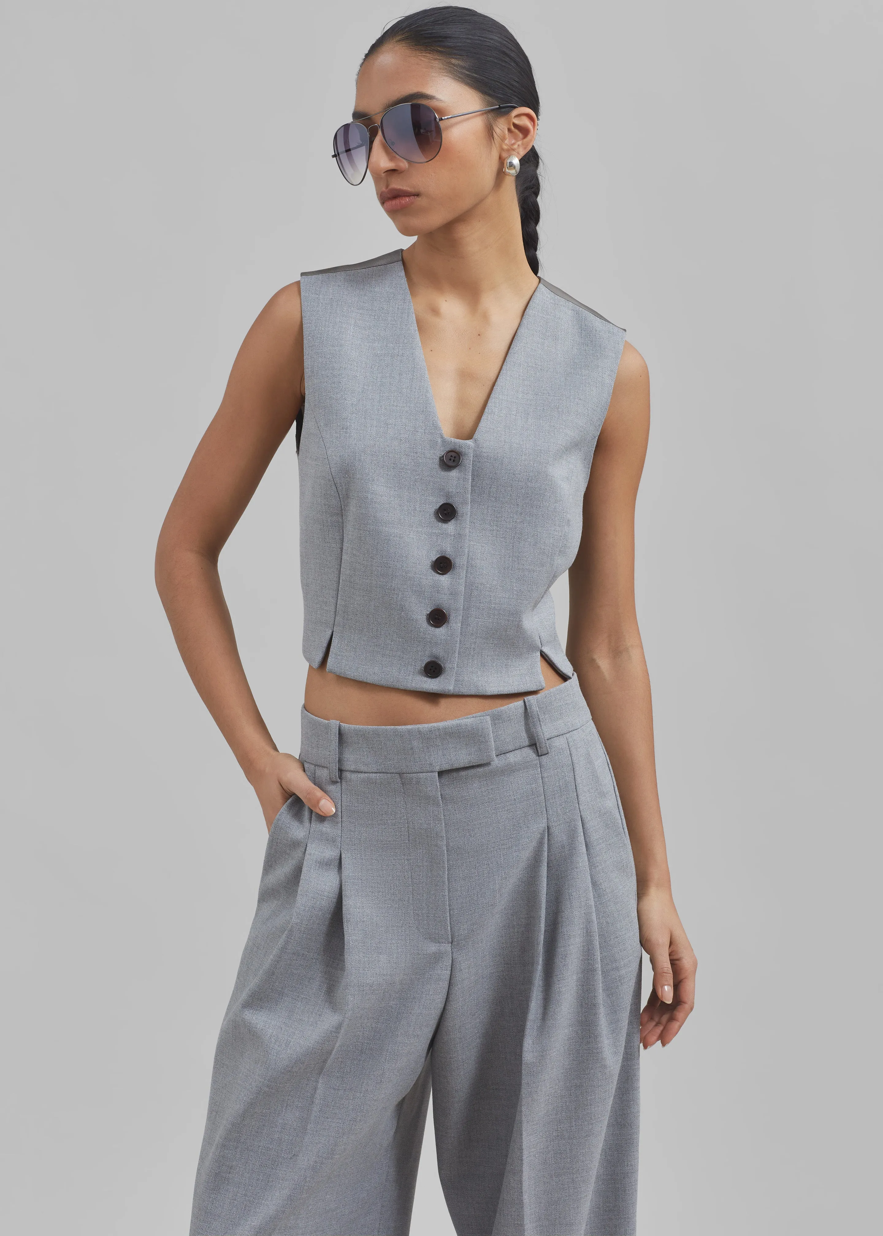 By Malene Birger Bettas Waistcoat - Grey Melange sold by Frankie Shop