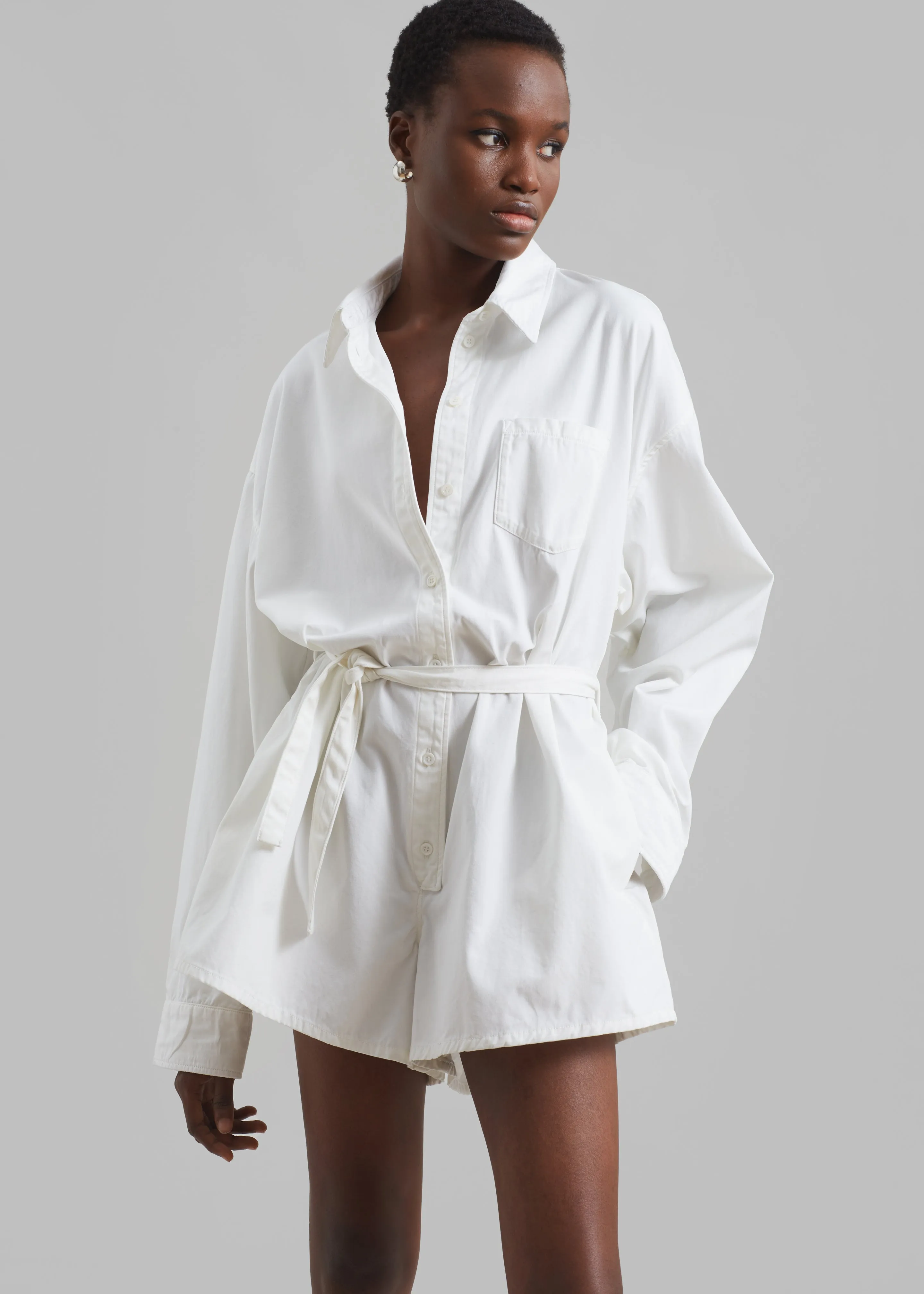 Wren Denim Romper - White sold by Frankie Shop