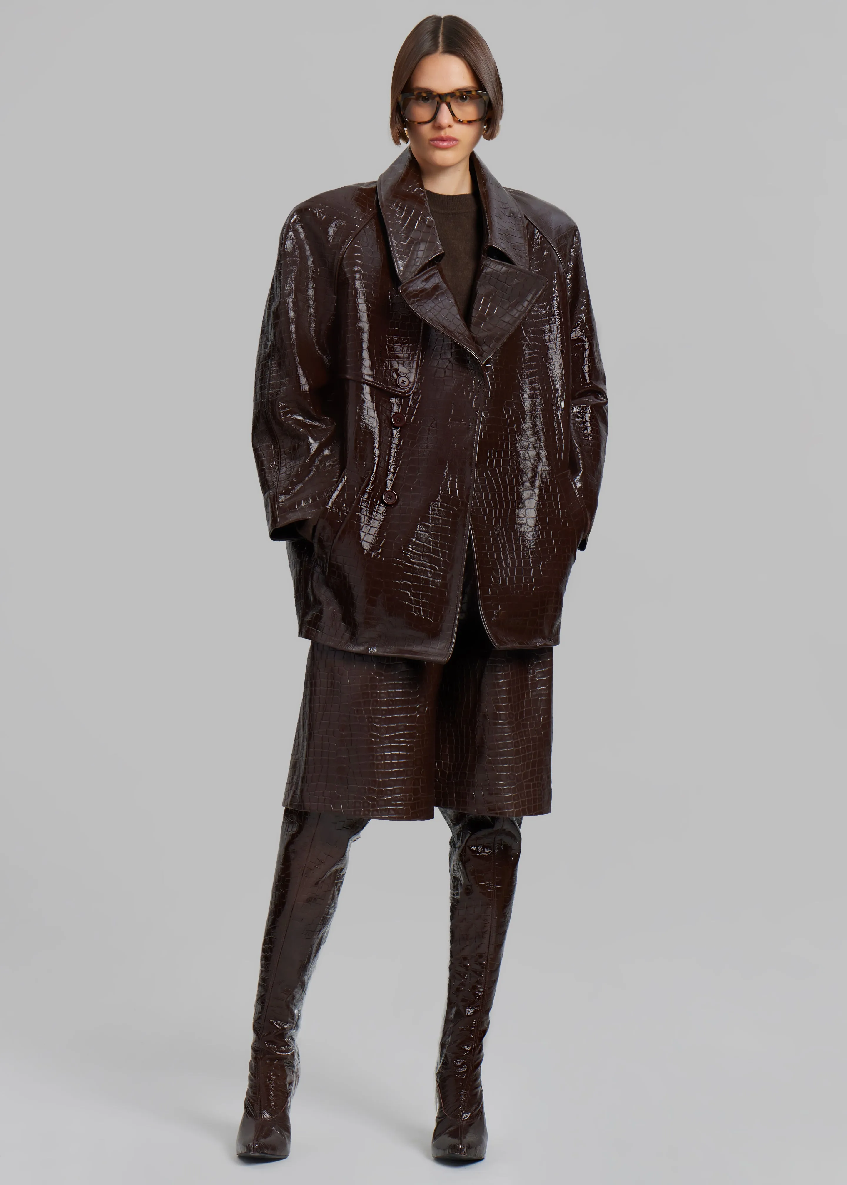 Jackie Croc-Effect Coat - Brown sold by Frankie Shop product image thumbnail 2