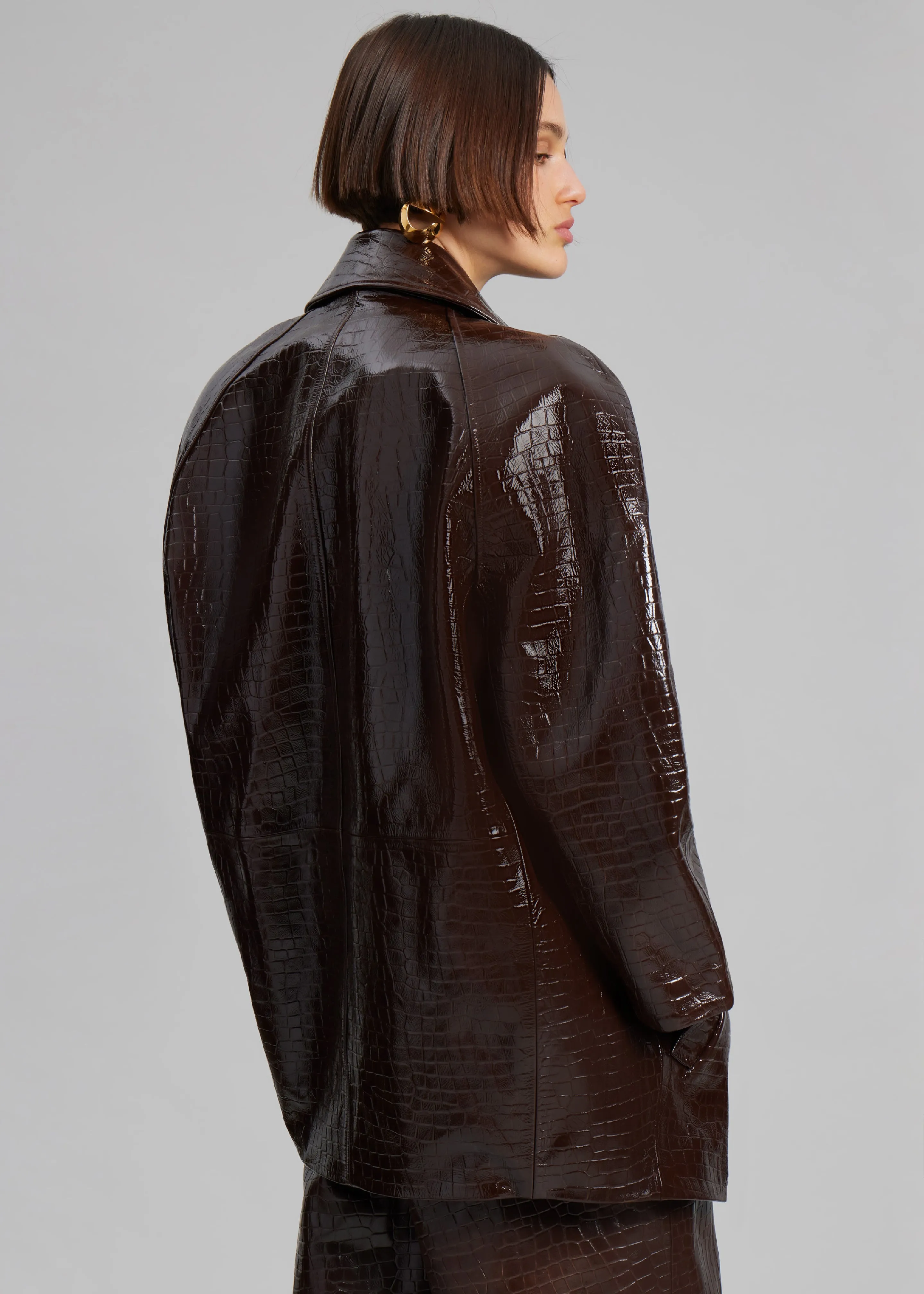 Jackie Croc-Effect Coat - Brown sold by Frankie Shop product image thumbnail 3