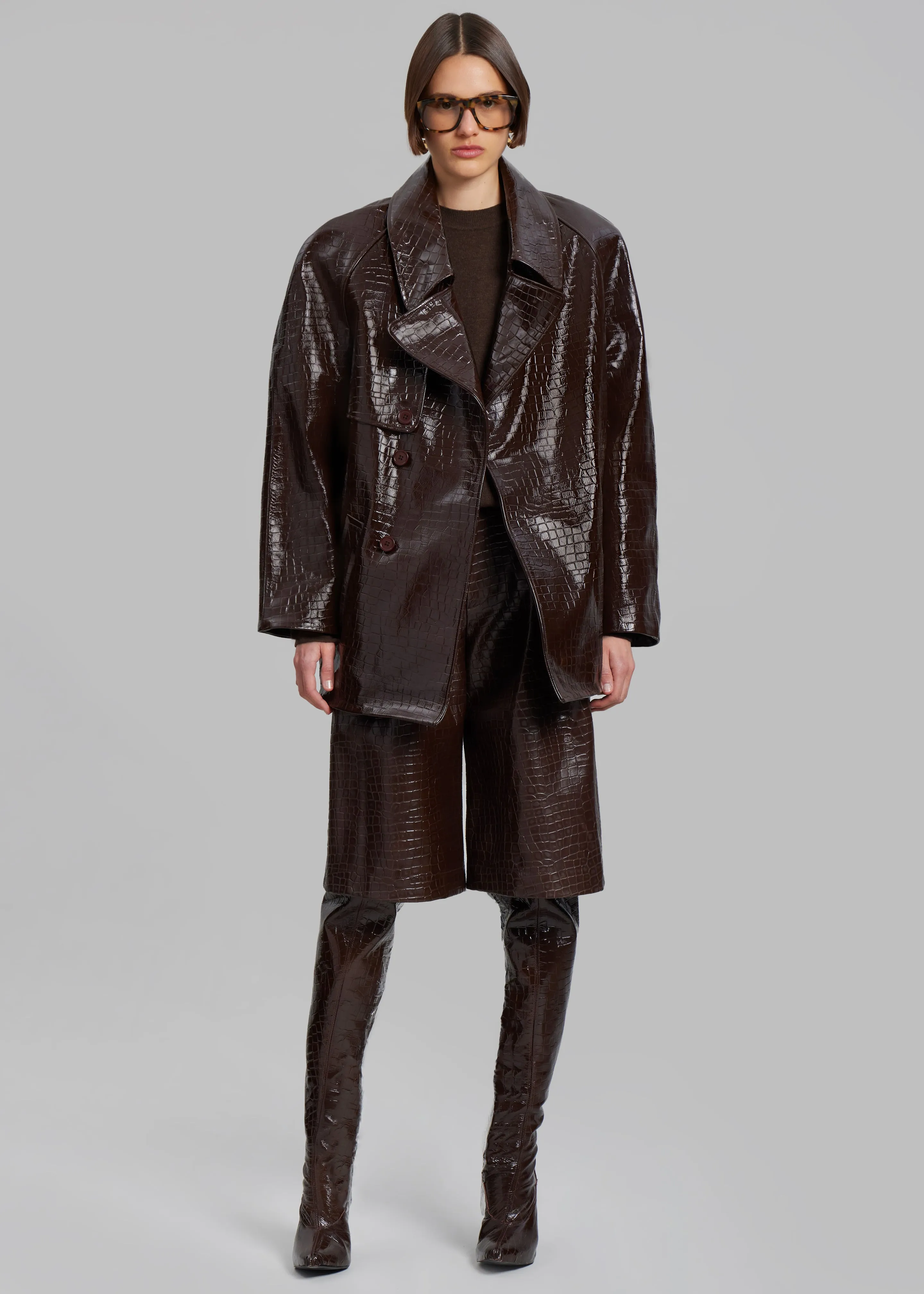 Jackie Croc-Effect Coat - Brown sold by Frankie Shop product image thumbnail 4
