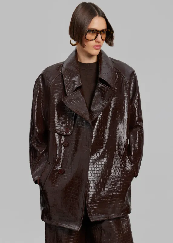 Jackie Croc-Effect Coat - Brown sold by Frankie Shop
