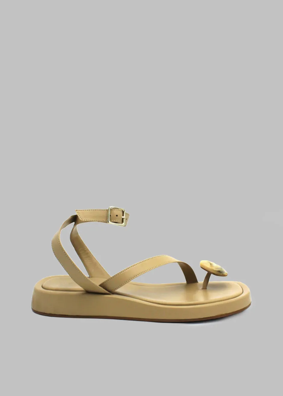 GIA x RHW Rosie Flat Wrap Sandal - Taupe sold by Frankie Shop